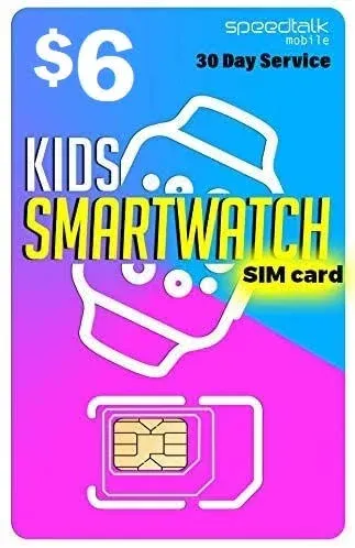 SpeedTalk Smartwatch SIM Card Kit for 5G 4G LTE Kids Smart Watch &amp; GPS Tracker