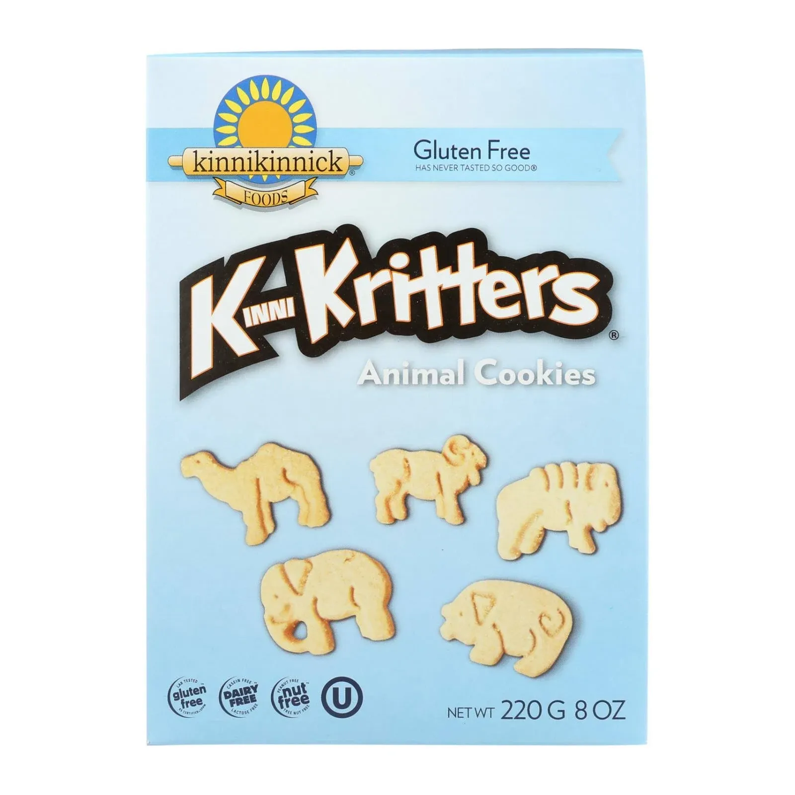 Kinnikinnick KinniKritters Gluten Free Animal Cookies, 8oz/220g (Pack of 6)