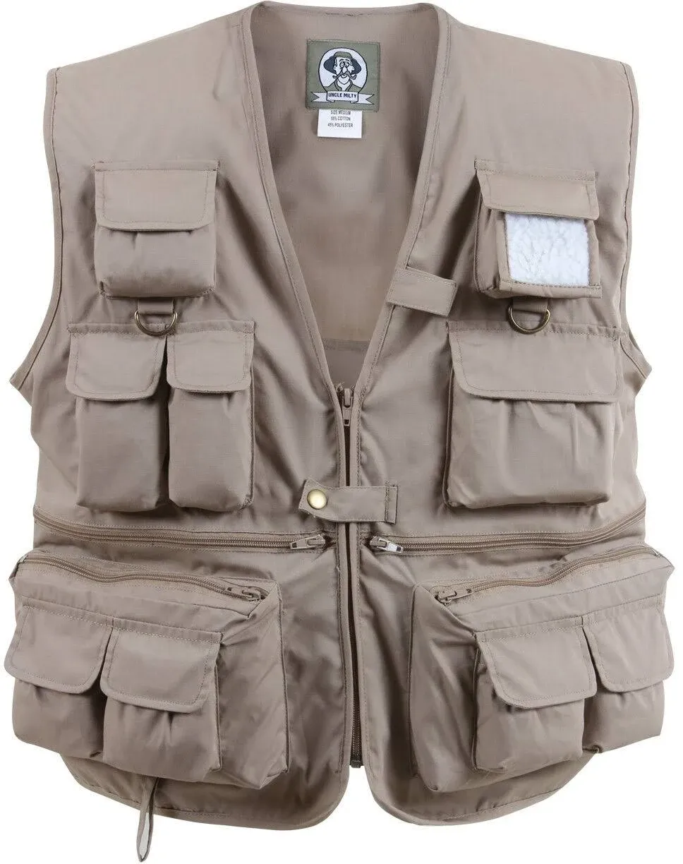 ROTHCO KHAKI TAN BEIDGE 7546 UNCLE MILTYS TRAVEL VESTS HUNTING FISHING MENS S-4X