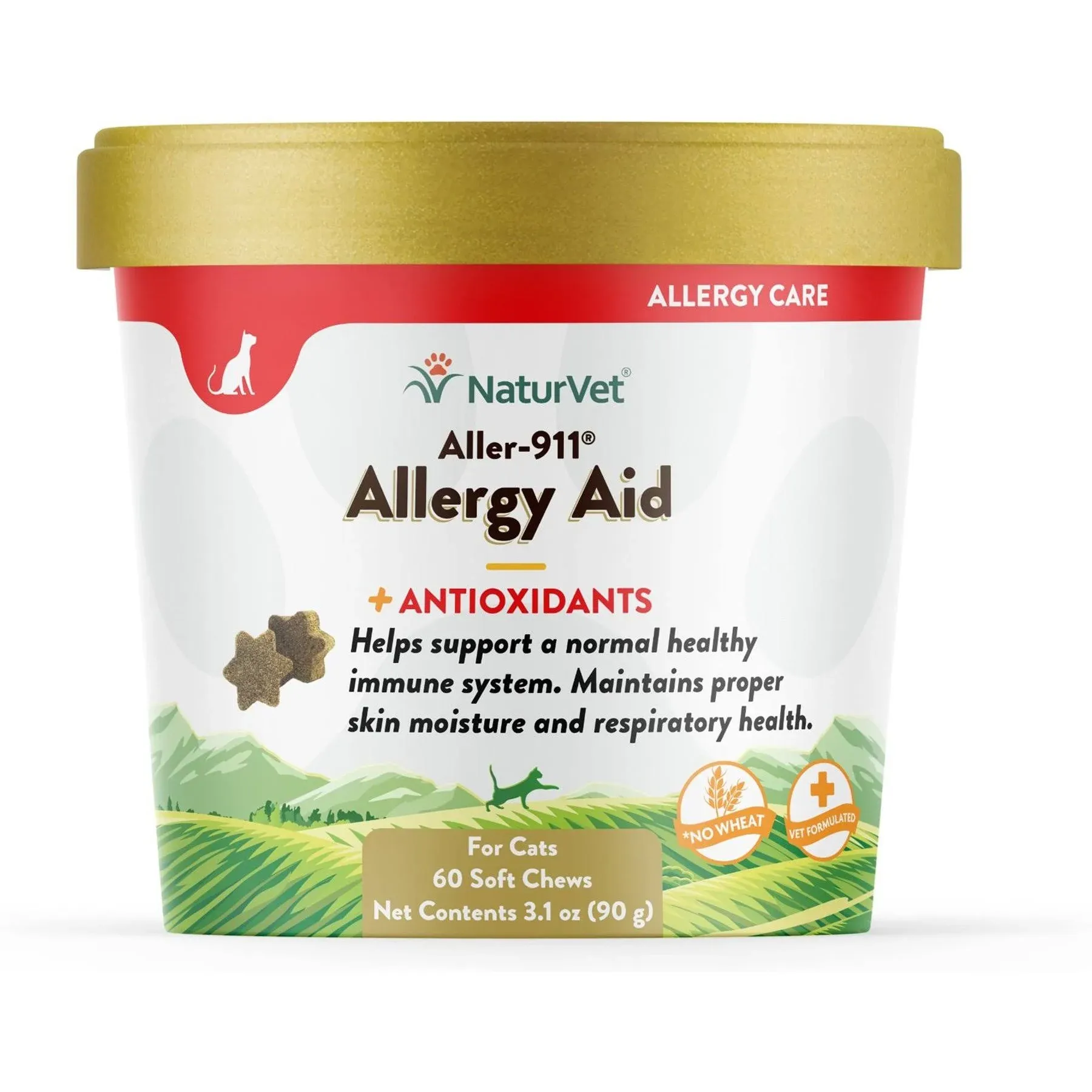 NaturVet – Aller-911 Allergy Aid Plus Antioxidants For Cats – 60 Soft Chews | Supports Immune System, Skin Moisture & Respiratory Health | Enhanced With Omegas, DHA & EPA | 30 Day Supply