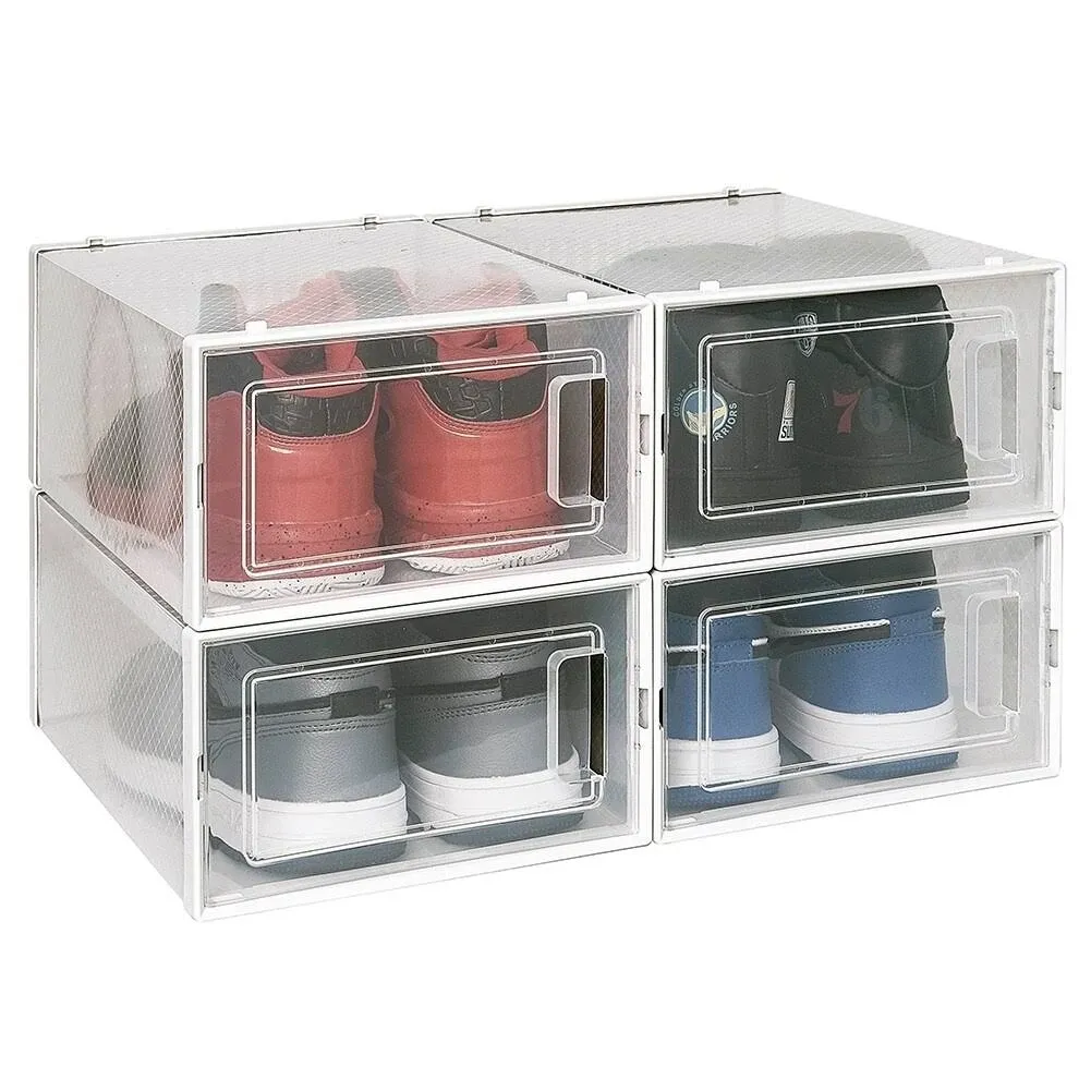 OnDisplay Clik Stackable Interlocking Shoe Box System (Standard Clear/White, Set ...