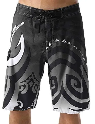 Quick Dry Polynesian Print Board Shorts