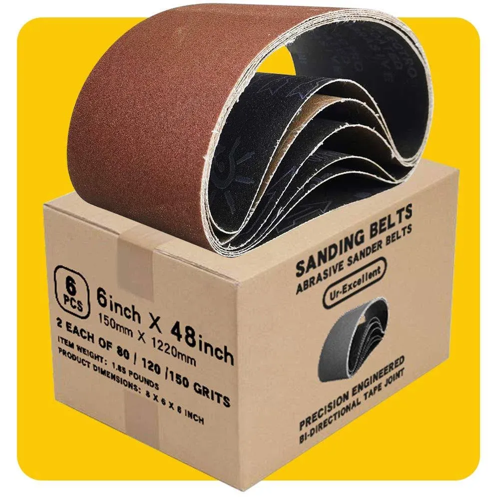 6 X 48 In 6x48 Sanding Belt Pack 6inch X 48inch6 Pcs2 Each Of 80 120 150 Grits