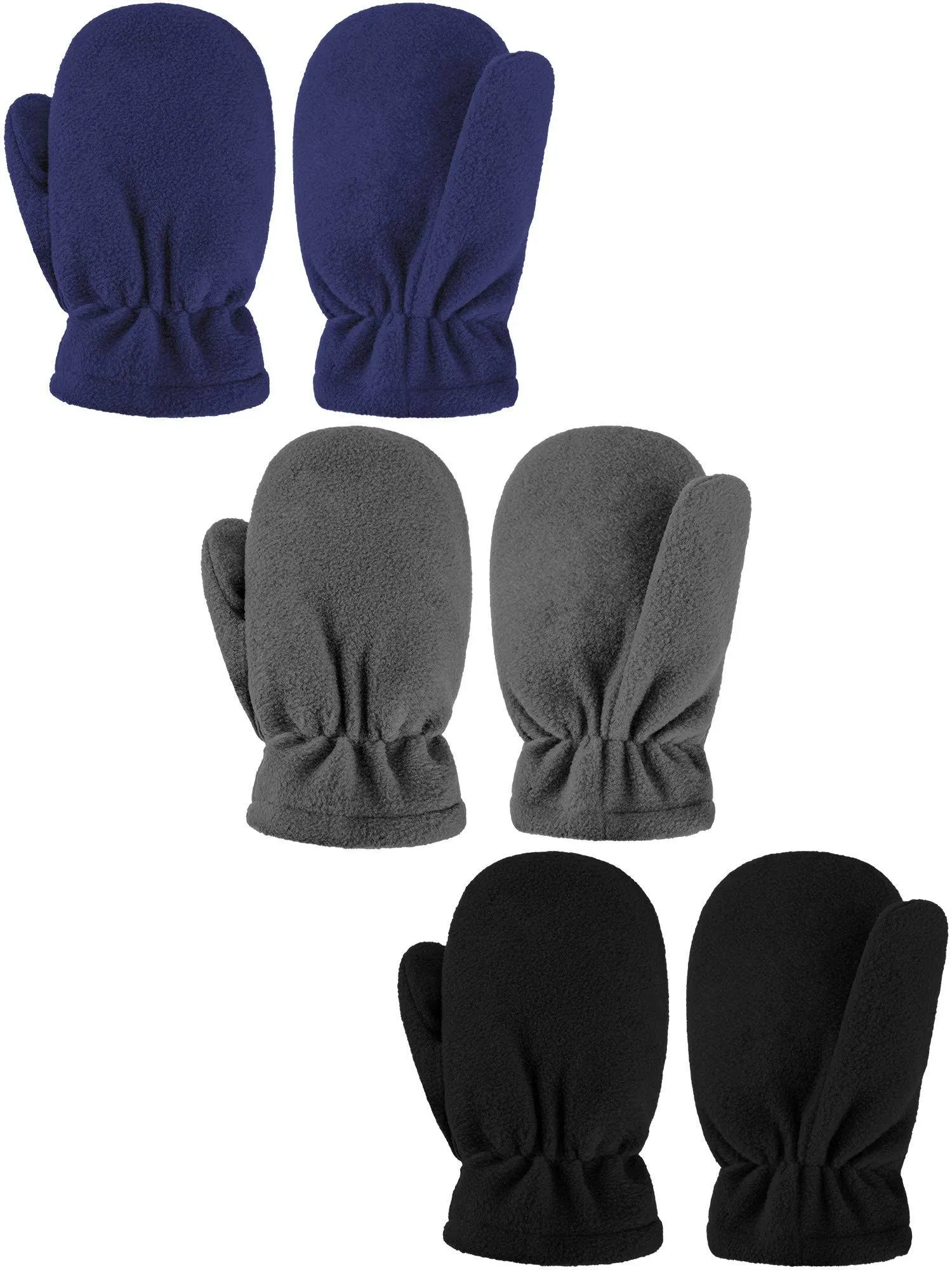 3 Pairs Kids Fleece Mittens Toddler Winter Warm Gloves Windproof Snow Ski Gloves for Boys and Girls Outdoor Activities