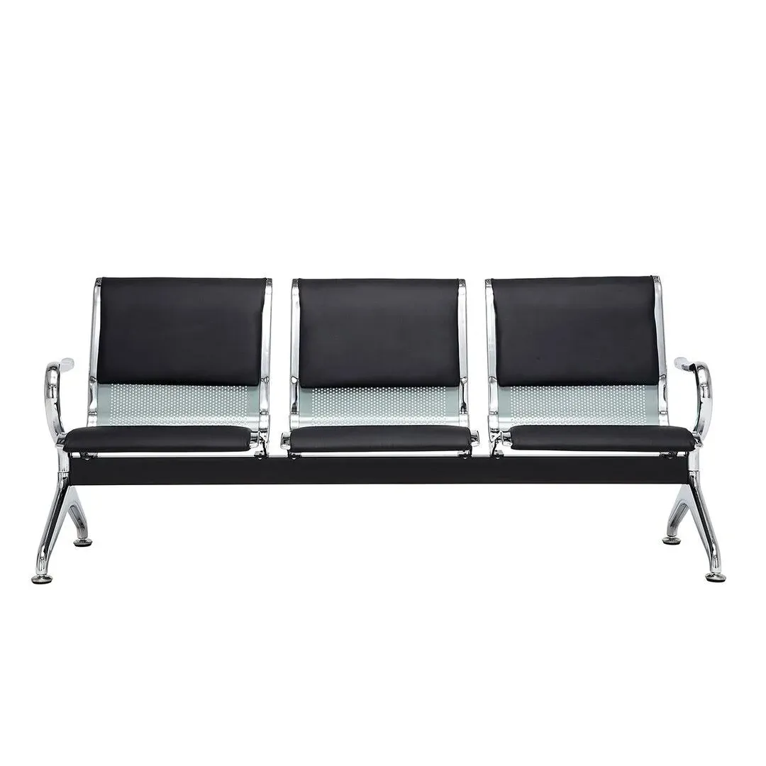 Airport Reception Waiting Chair Office Guest Bench Lobby Bench Seating Chair with Arms for Bank, Hospital, School, Barbershop, 3 Seat