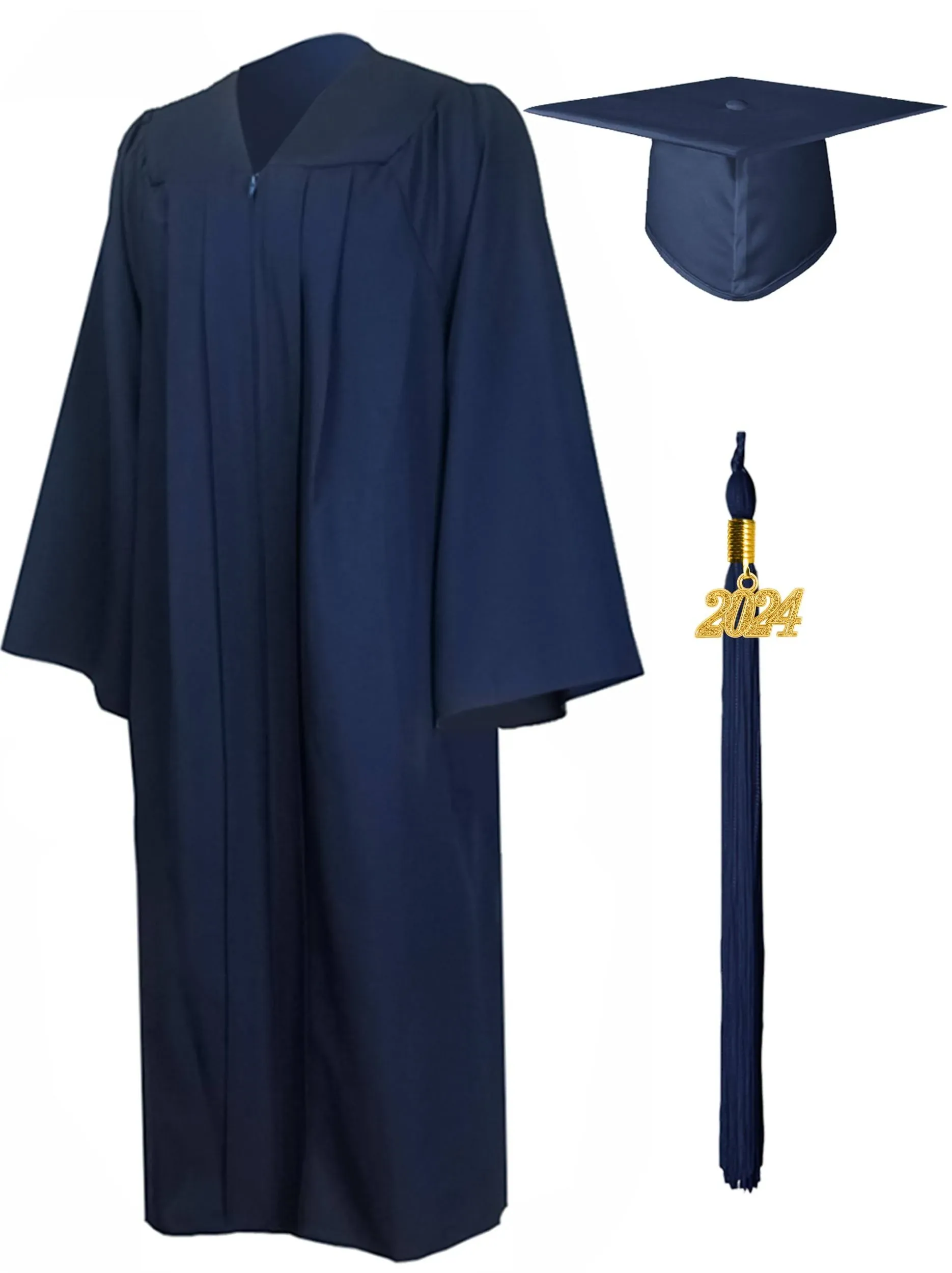 GraduationMall Matte Graduation Gown Cap Tassel Set 2024 for High School and Bachelor