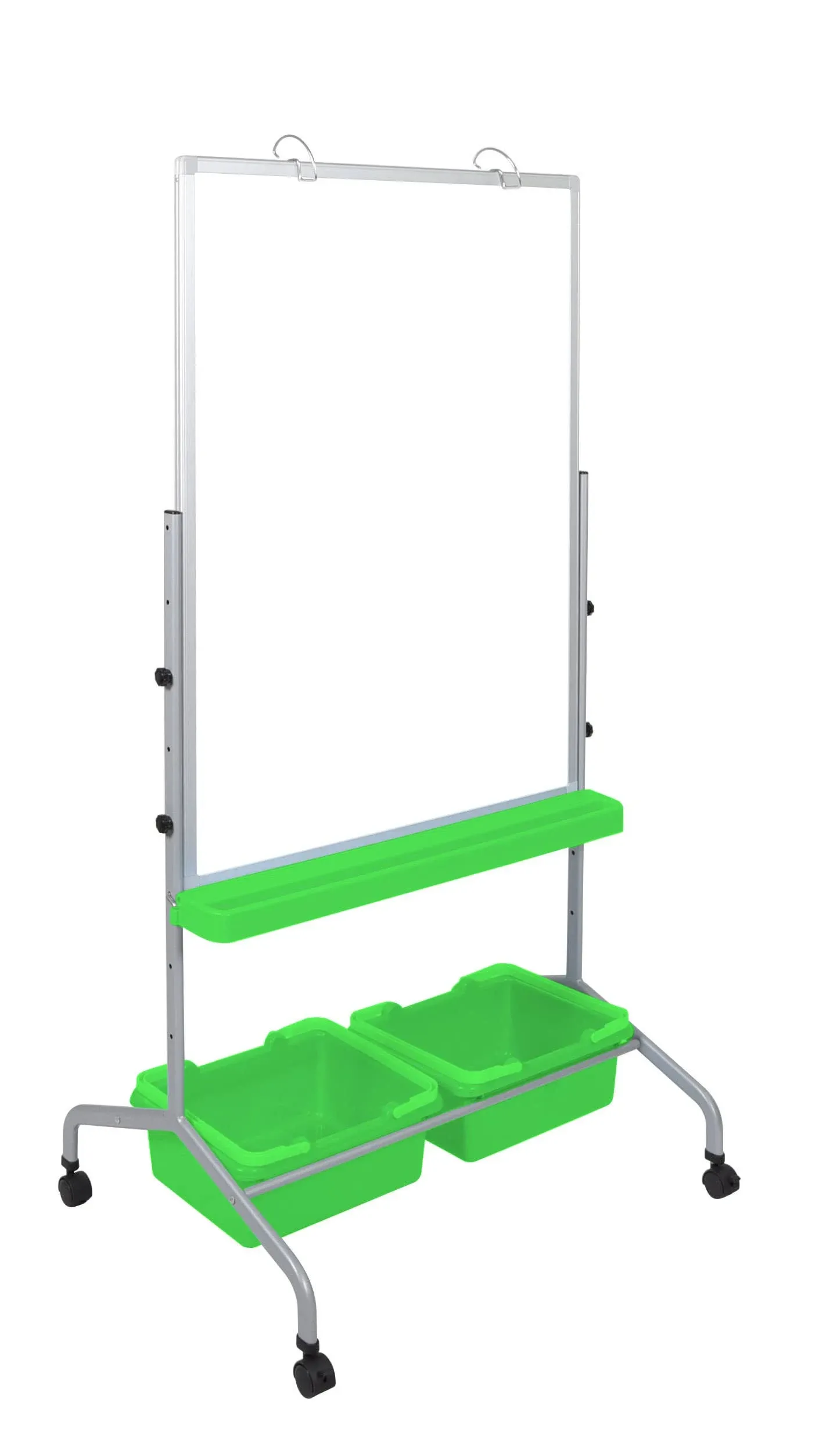 Stand Up Desk Store Mobile Whiteboard and Flipchart Easel with Storage Bins and Chart Hooks