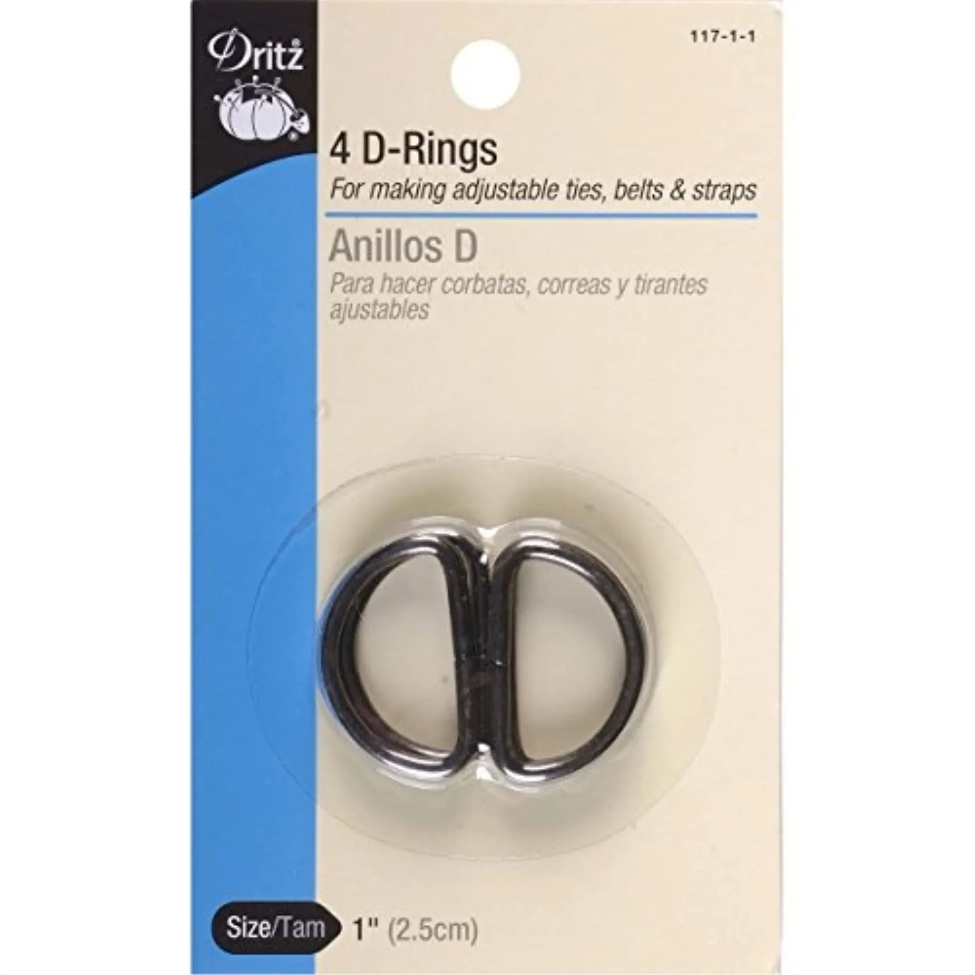 Dritz Metal D Rings 1" 4-pkg-black