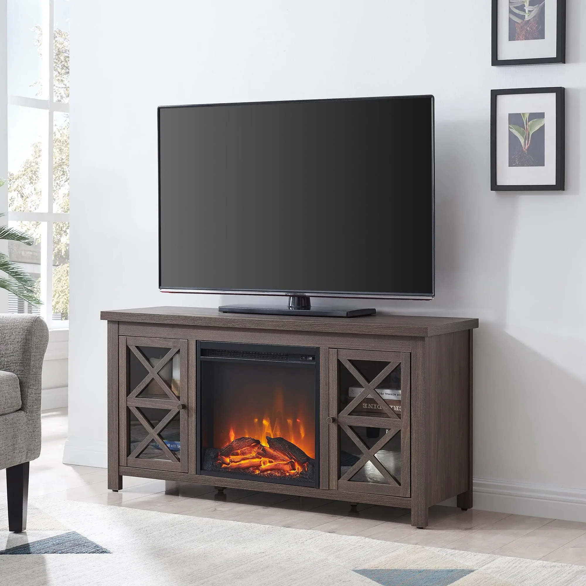 Quayson TV Stand with Electric Fireplace