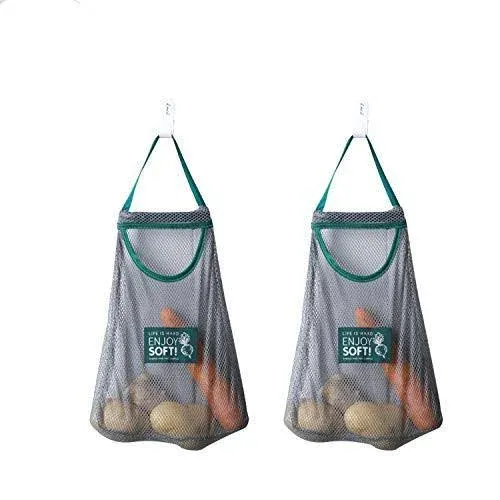 Qingsm 2pcs Household Kitchen Storage Net Bag,Reusable Shopping Bag,Hanging ...