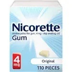 Nicorette Smoking Cessation Aid 4Mg Gum Original 110 Ct , GUM