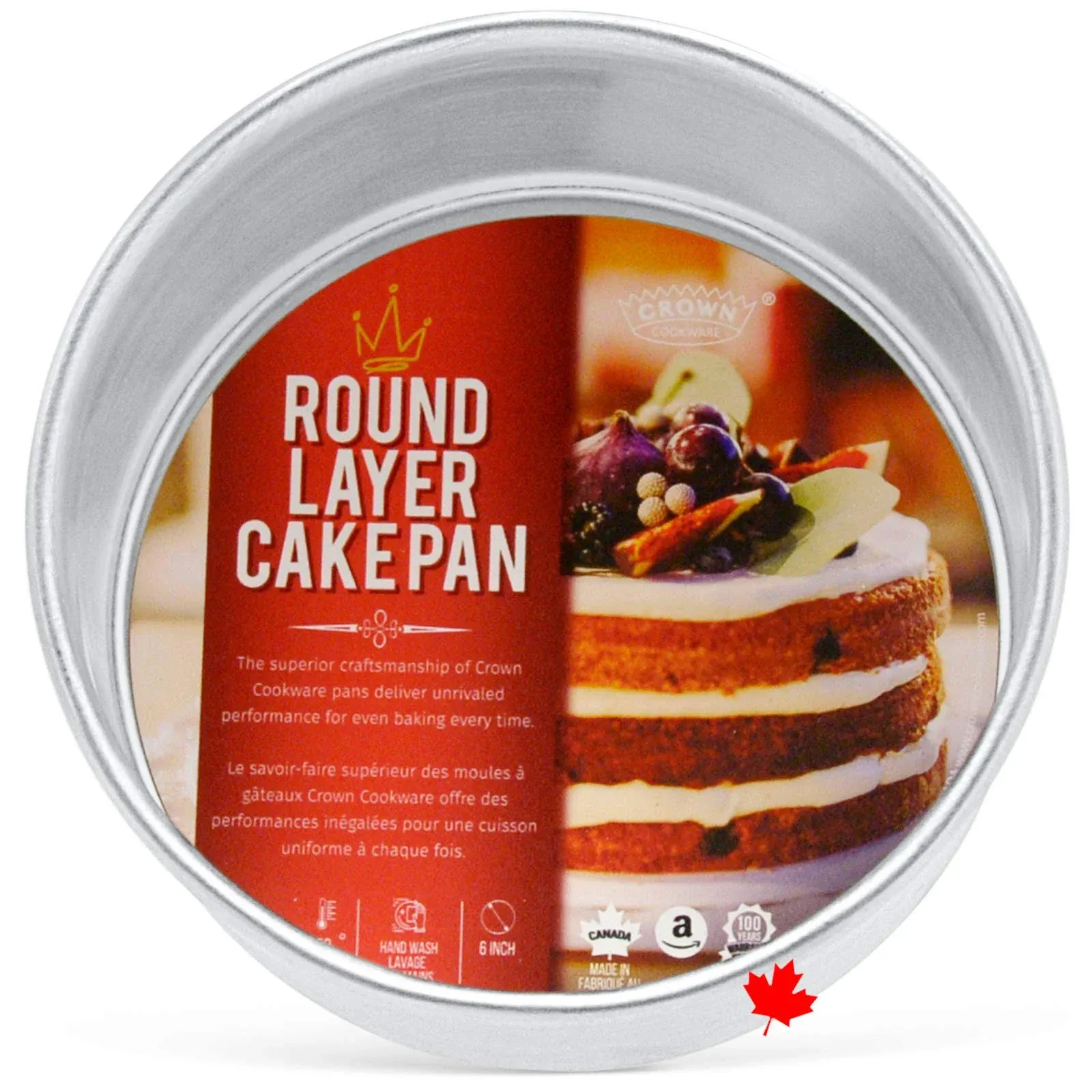 Crown Cake Pan 6 inch, 2 inch Deep, Heavy Duty, Even-Heating, Pure Aluminum, Made ...