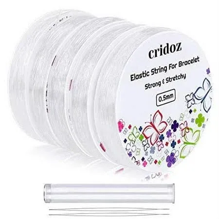 Stretchy String for Bracelets, Cridoz 5 Rolls Clear Elastic String Stretch Cord ...