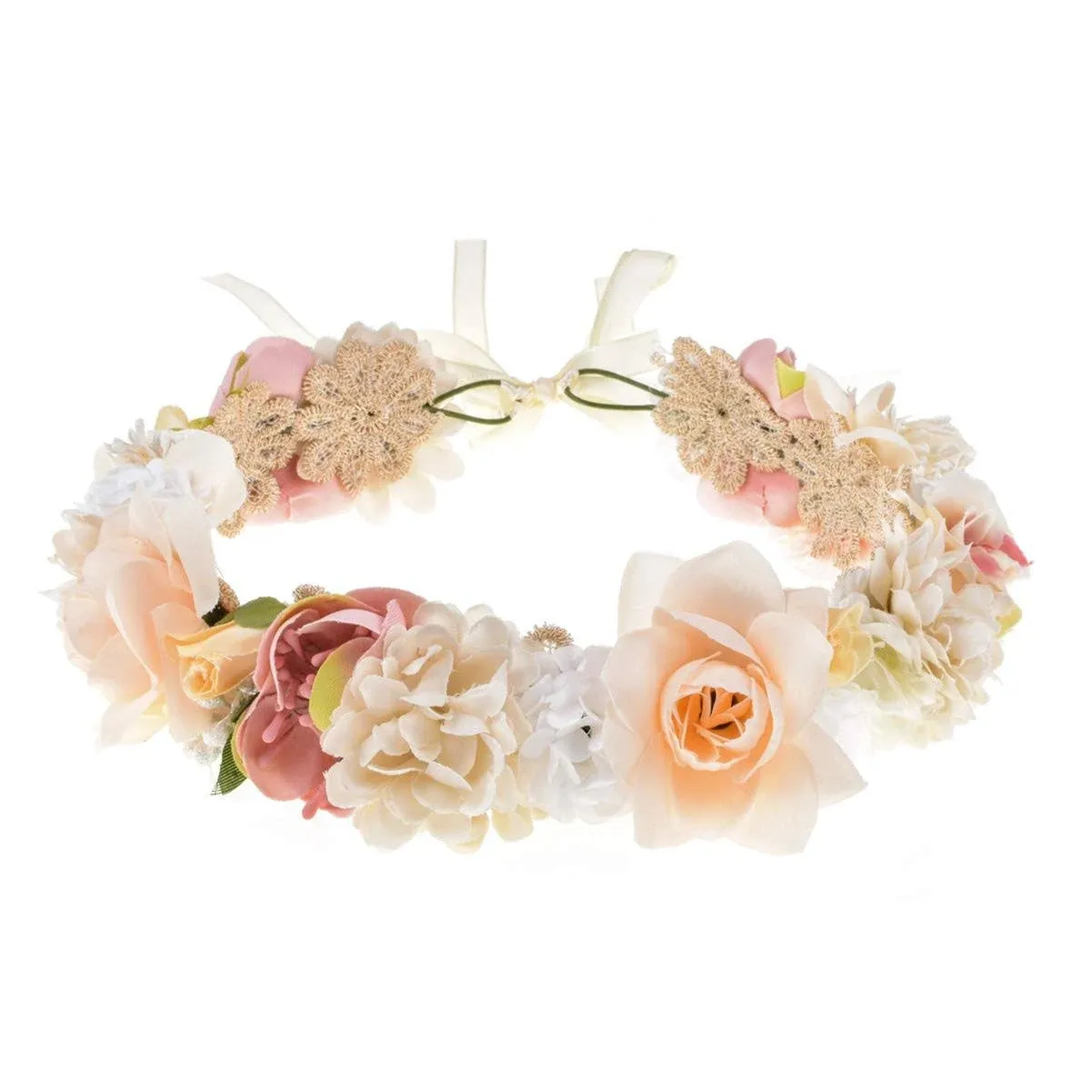 Bridal Flower Crown Hair Wreath Leave Flower Headdress Women Floral Garland Head