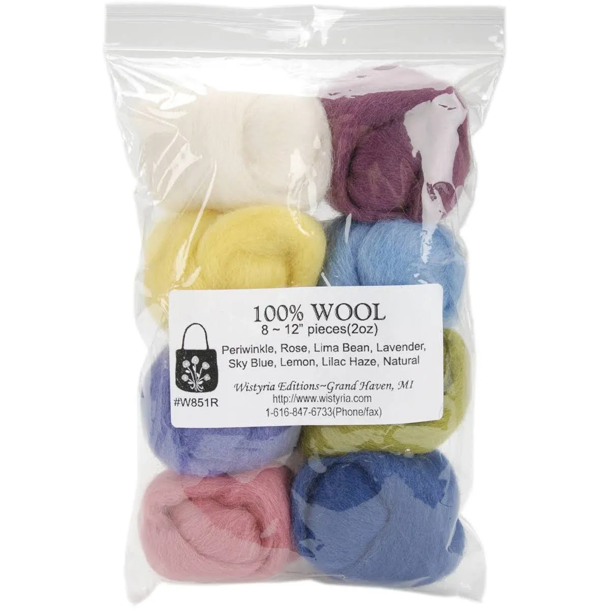 Wistyria Editions Wool Roving 12in .25oz 8/Pkg-Muted