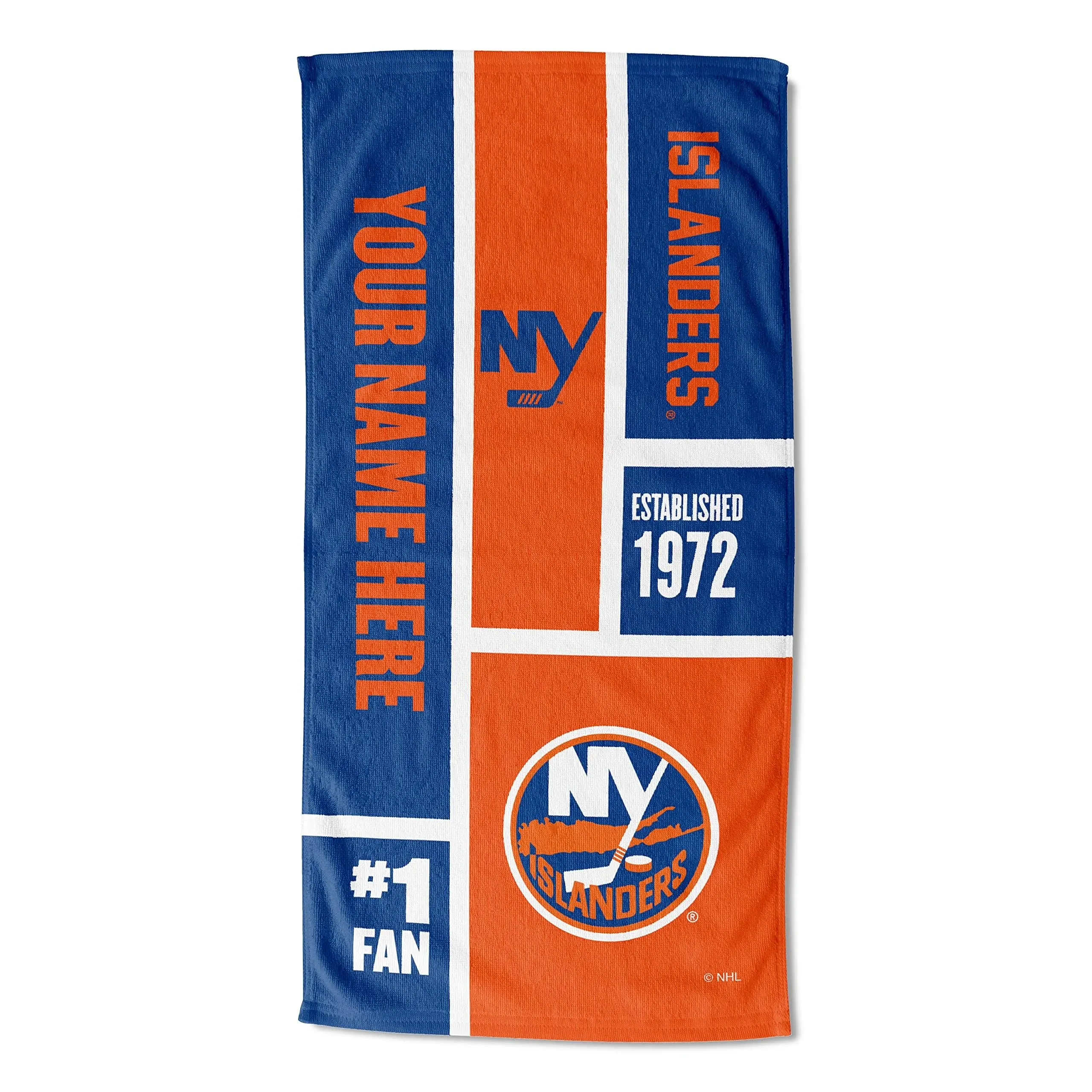 Northwest NHL New York Islanders Personalized Beach Towel, 30" x 60", Colorblock