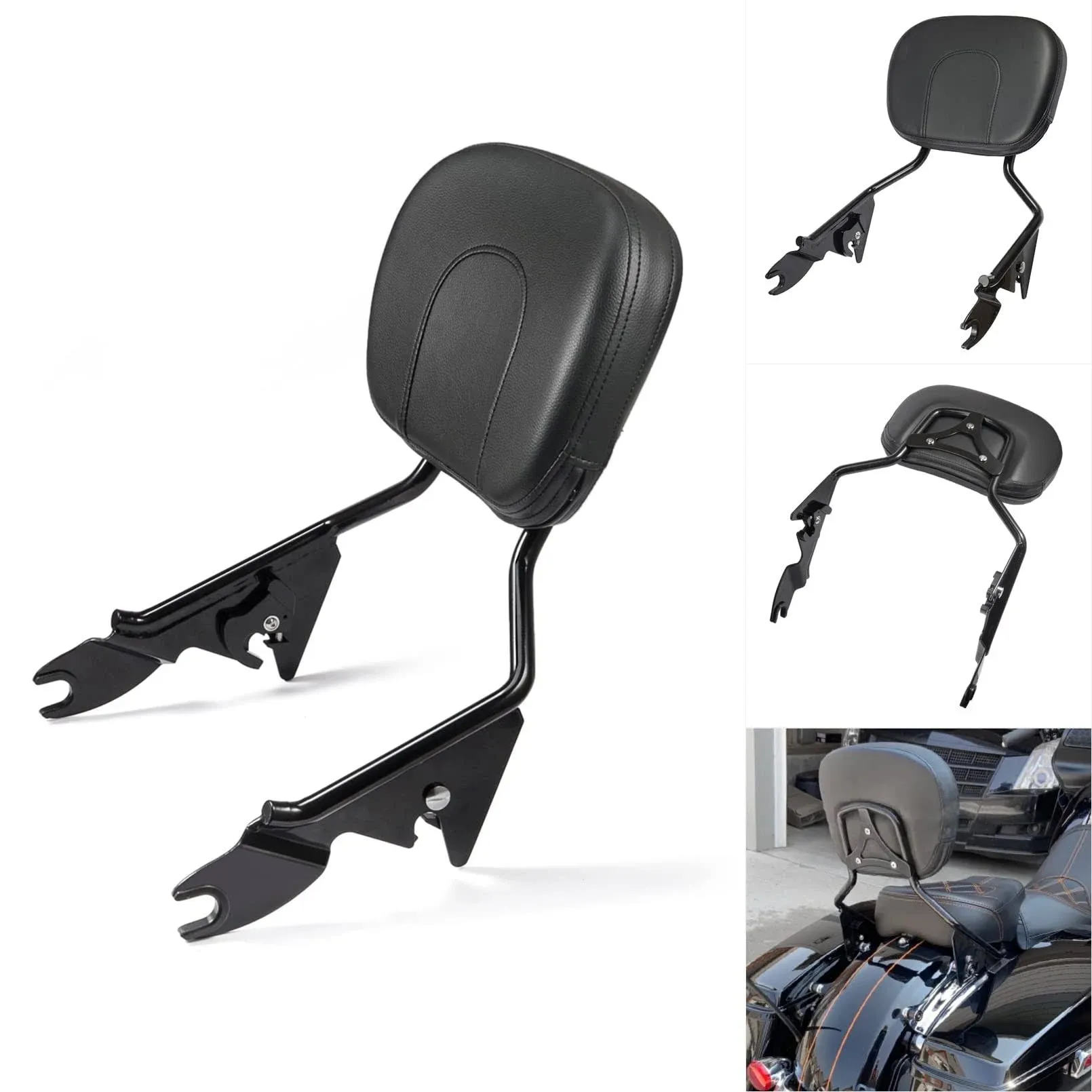 Benlari Detachable Sissy Bar Passenger Backrest Rear Pad 2009-2024 Compatible...