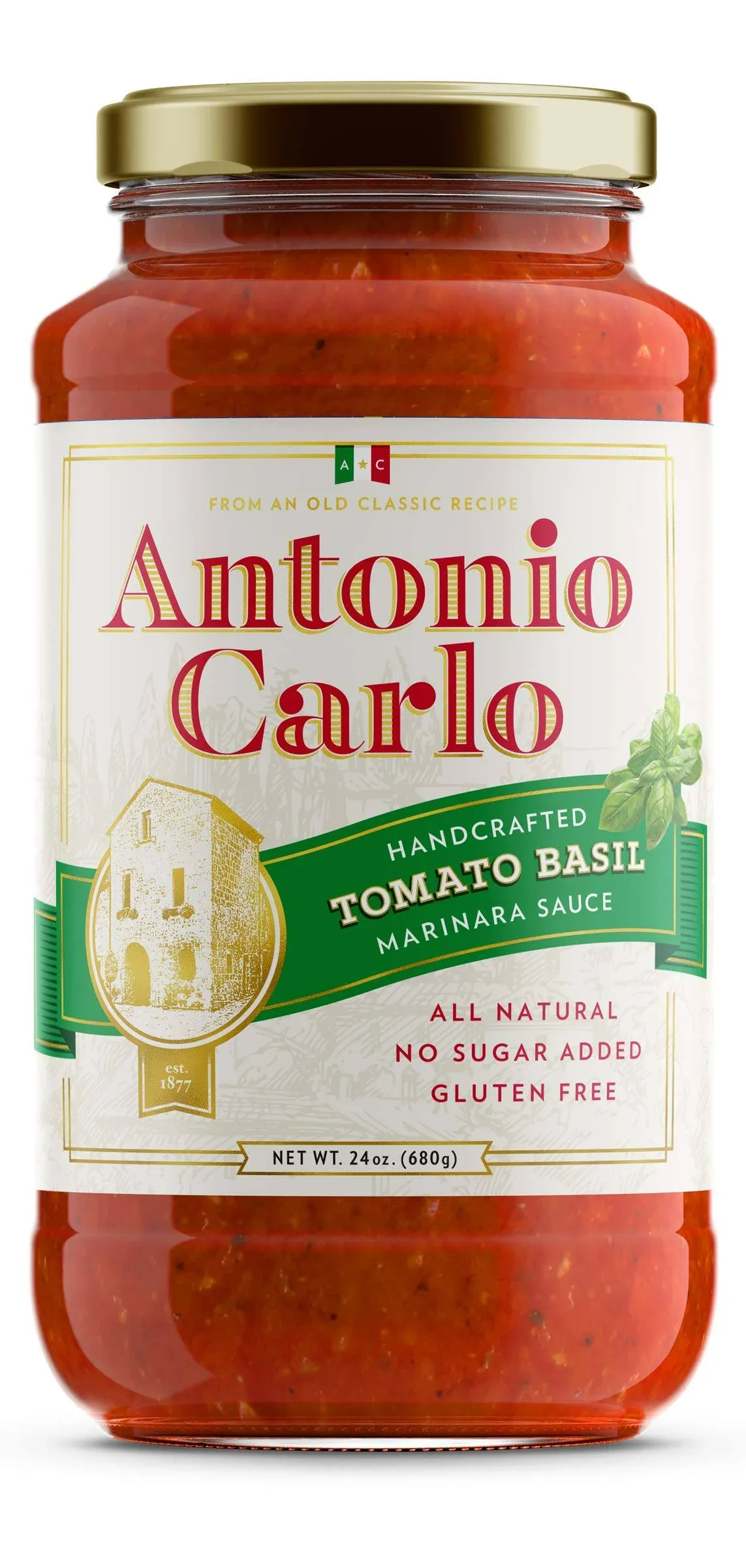 NEW! Antonio Carlo Authentic Italian (3 Generations) Handmade Gourmet Marinara Sauce – FRESH, No Preservatives, Vegan Marinara Spaghetti & Pasta Sauce – All-Natural Ingredients (Tomato Basil)