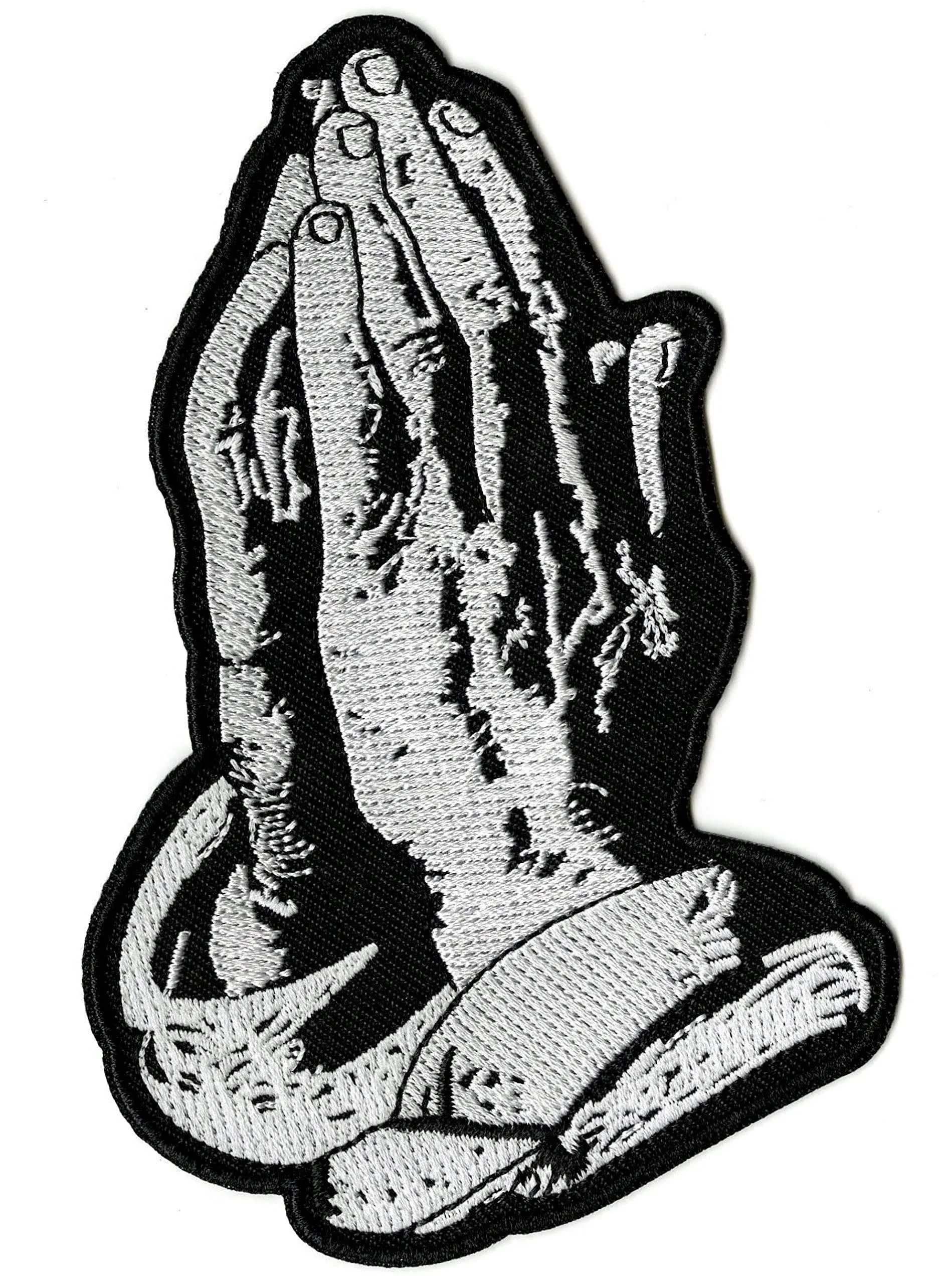 Praying Hands Patch 5" | Realistic Religious Christian Cross | Embroidered Iron ...