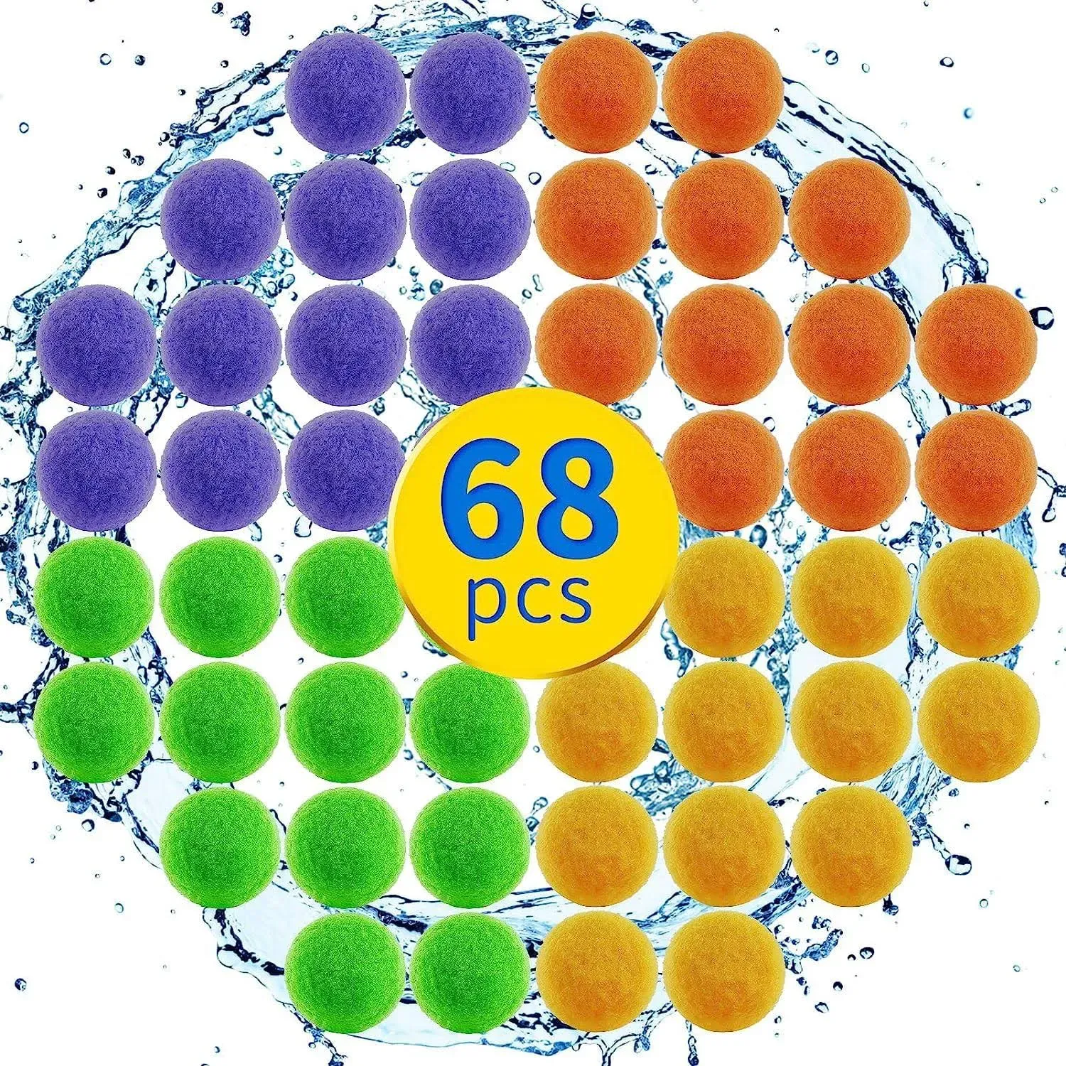 JQTOYD 68 Count Reusable Water Balloons,Cotton Splash Soaker Bomb Ball- Absorbent ...