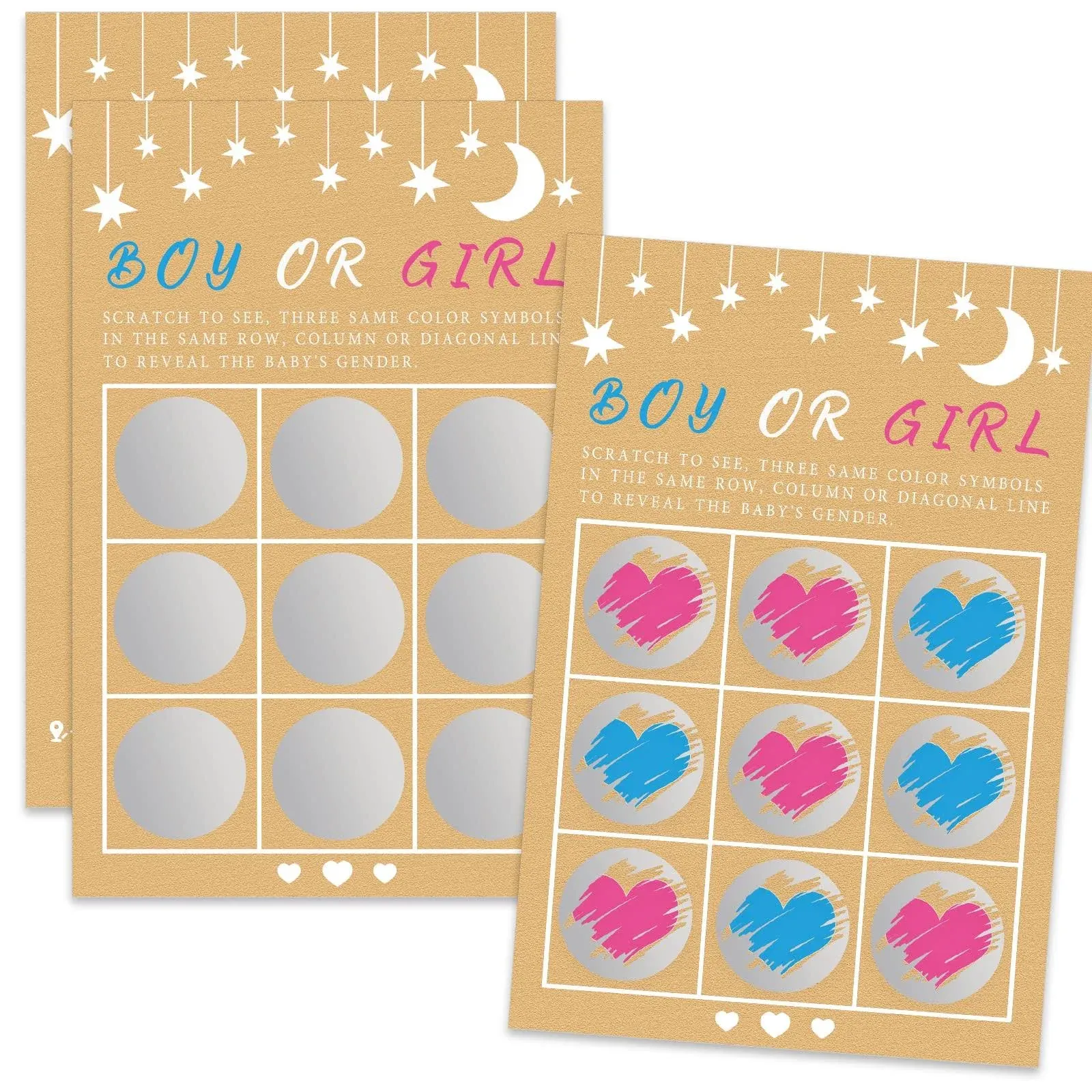 Its a Girl Tic Tac Toe Board Gender Reveal Scratch Off Scratcher Lottery Tick...