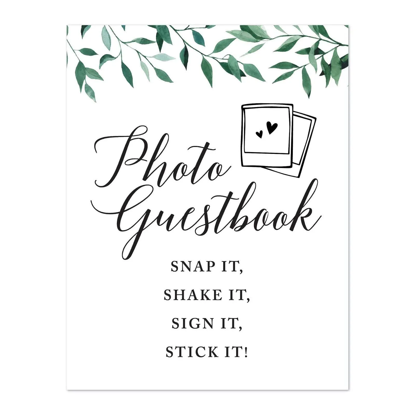 Koyal Wholesale Wedding Party Signs, Natural Greenery, Photo Guestbook Snap It ...