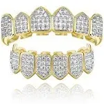 18K Gold Plated Vampire Teeth Diamond Grillz