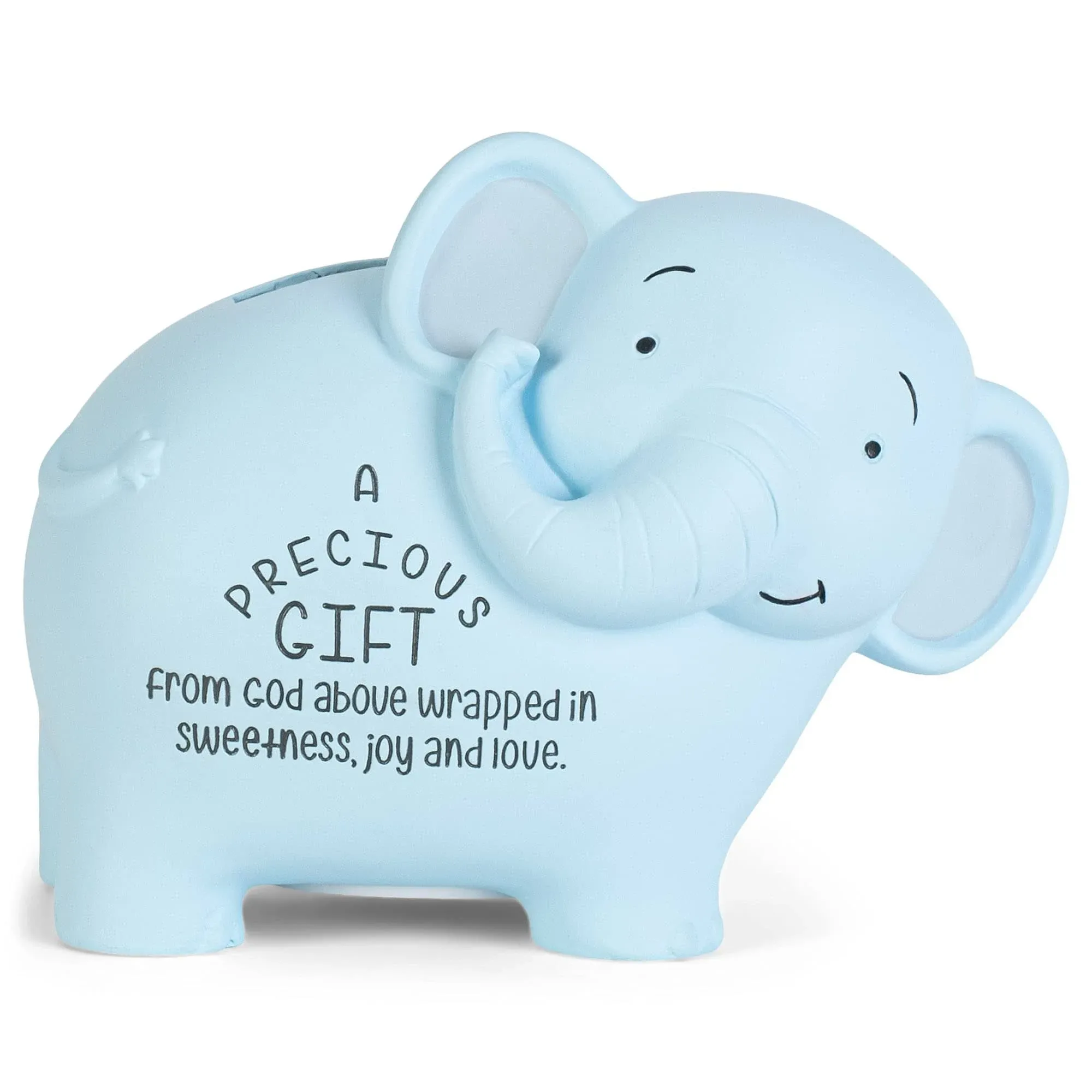 Soft Blue Friendly Elephant 4 inch Resin Piggy Money Bank