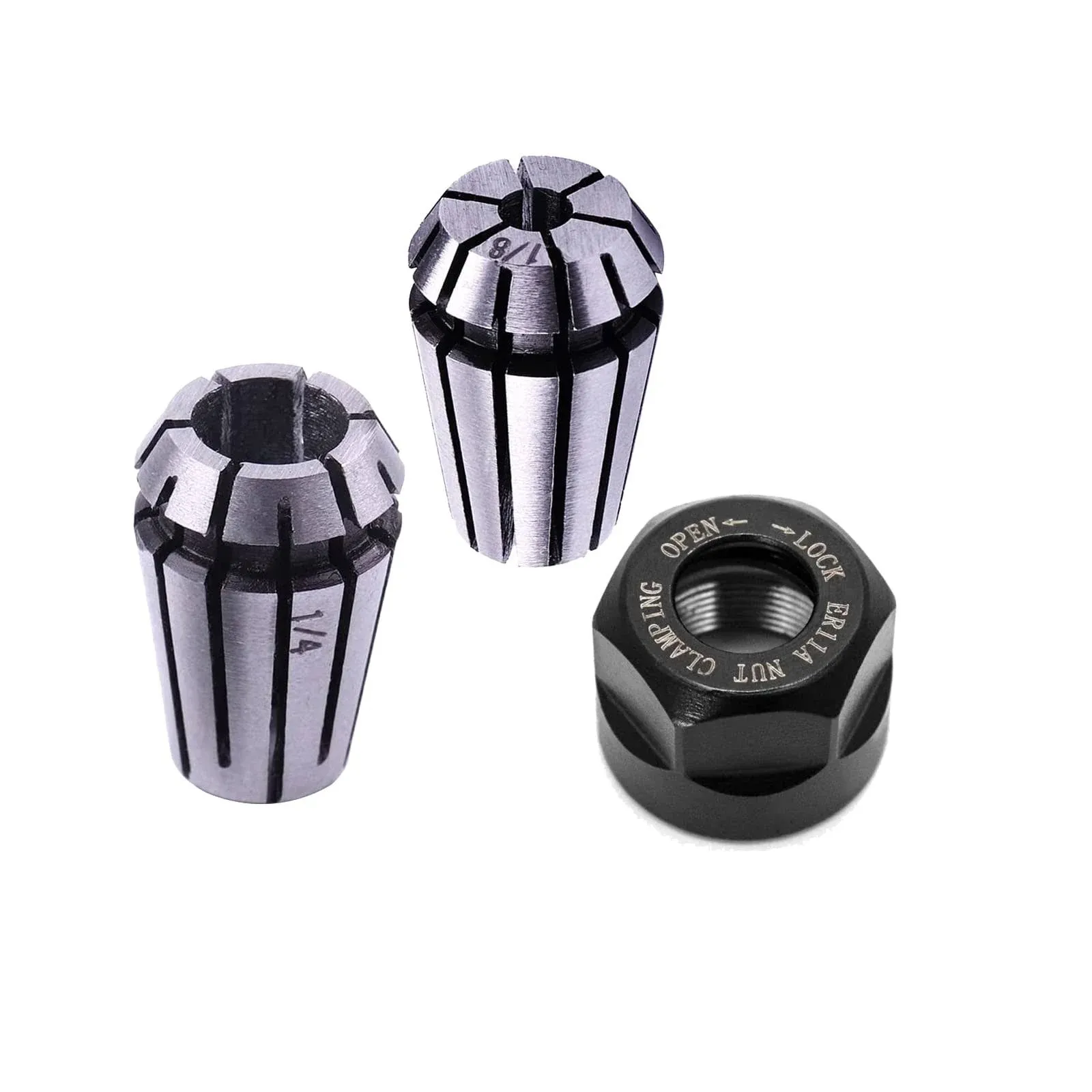 ??? ?? ER11 Spring Collet Nut Set - AAA Level High Precision ER11 1/8'' Collet + ER11 1/4'' Collet + ER11 Clamping Nut for CNC Engraving Mechine/Lathe Milling Tool