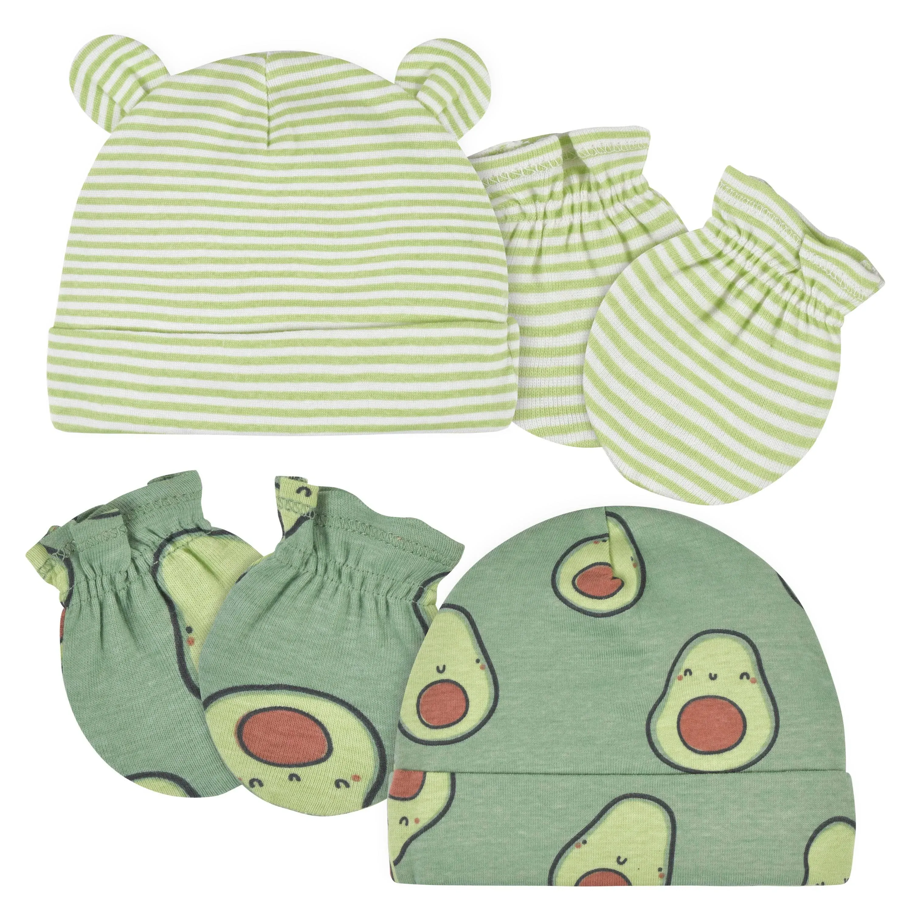 Gerber 4-Piece Avocado Cap & Mittens Set in Green