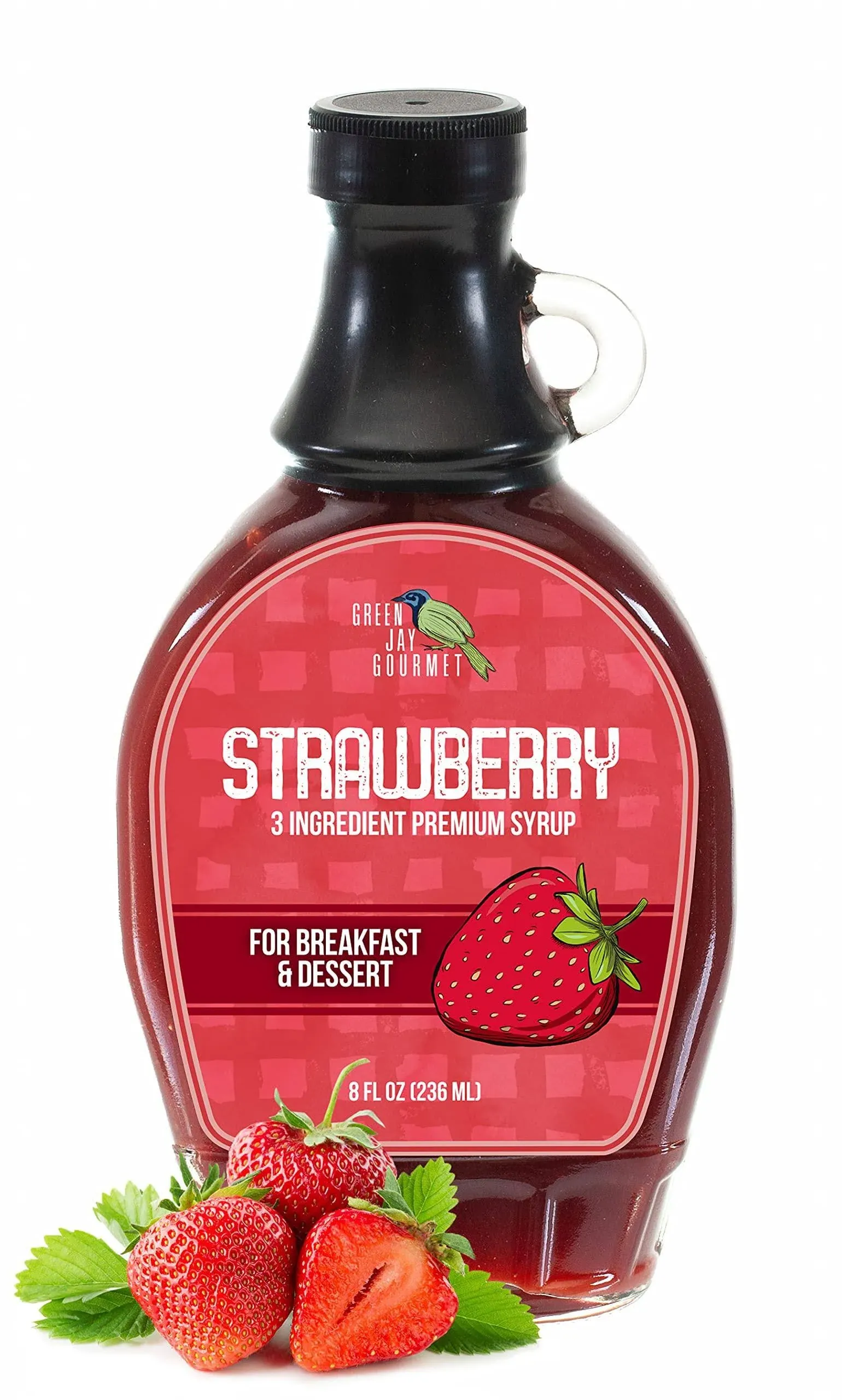 Green Jay Gourmet Strawberry Syrup - 3 Ingredient Premium Breakfast Syrup with ...