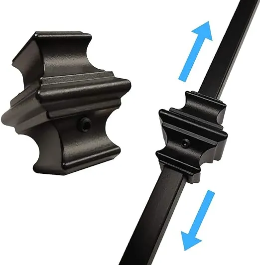 Modern Adjustable Knuckles (Contractor 10-Pack) for 1/2" Iron Balusters with Set Screw for Square Metal Balusters - Spindles (Real Satin Black NOT Matte or Flat Color)