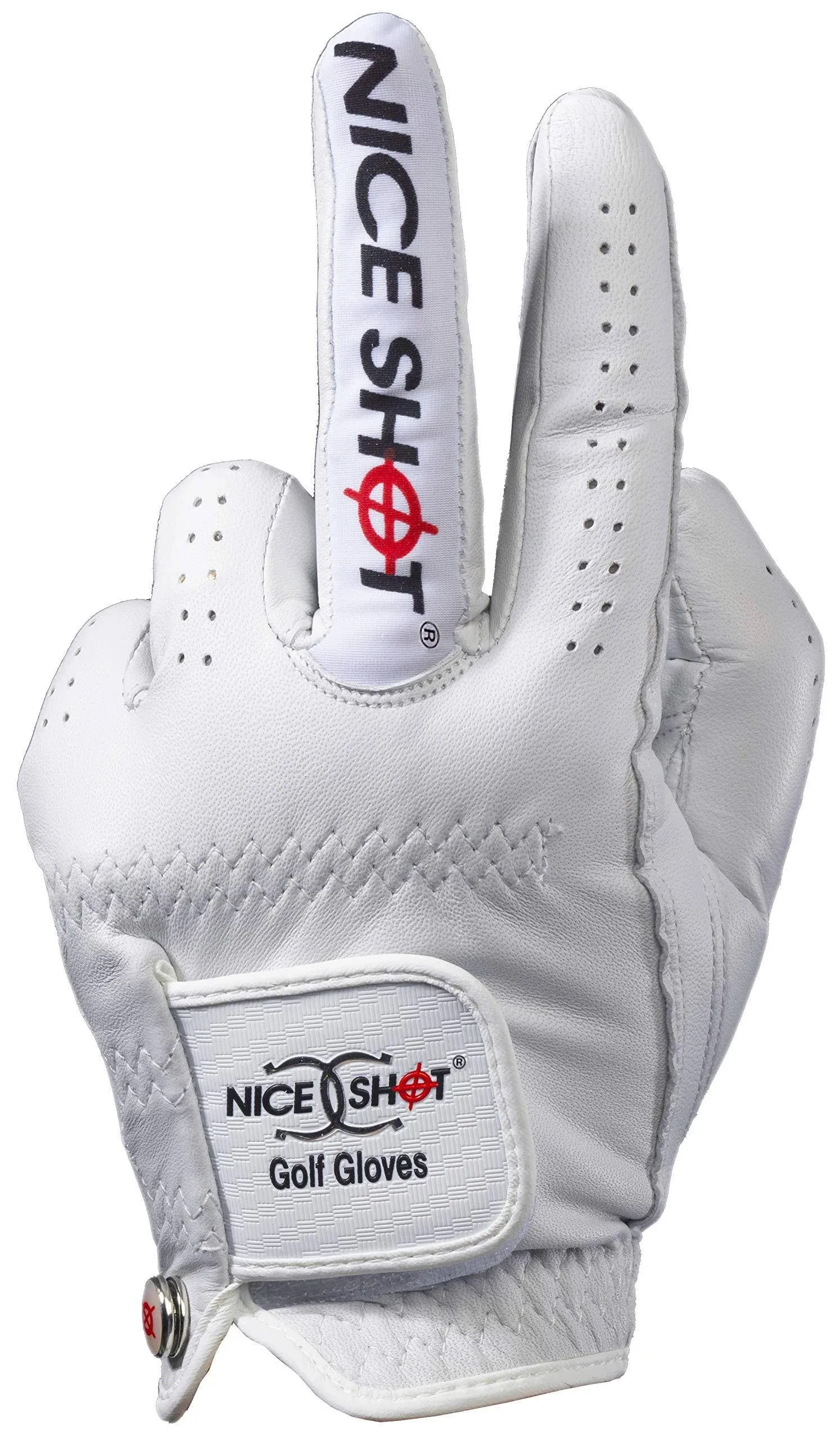 Nice Shot The Bird Golf Glove in White Cabretta Leather Mens Right Hand - Cadet ...