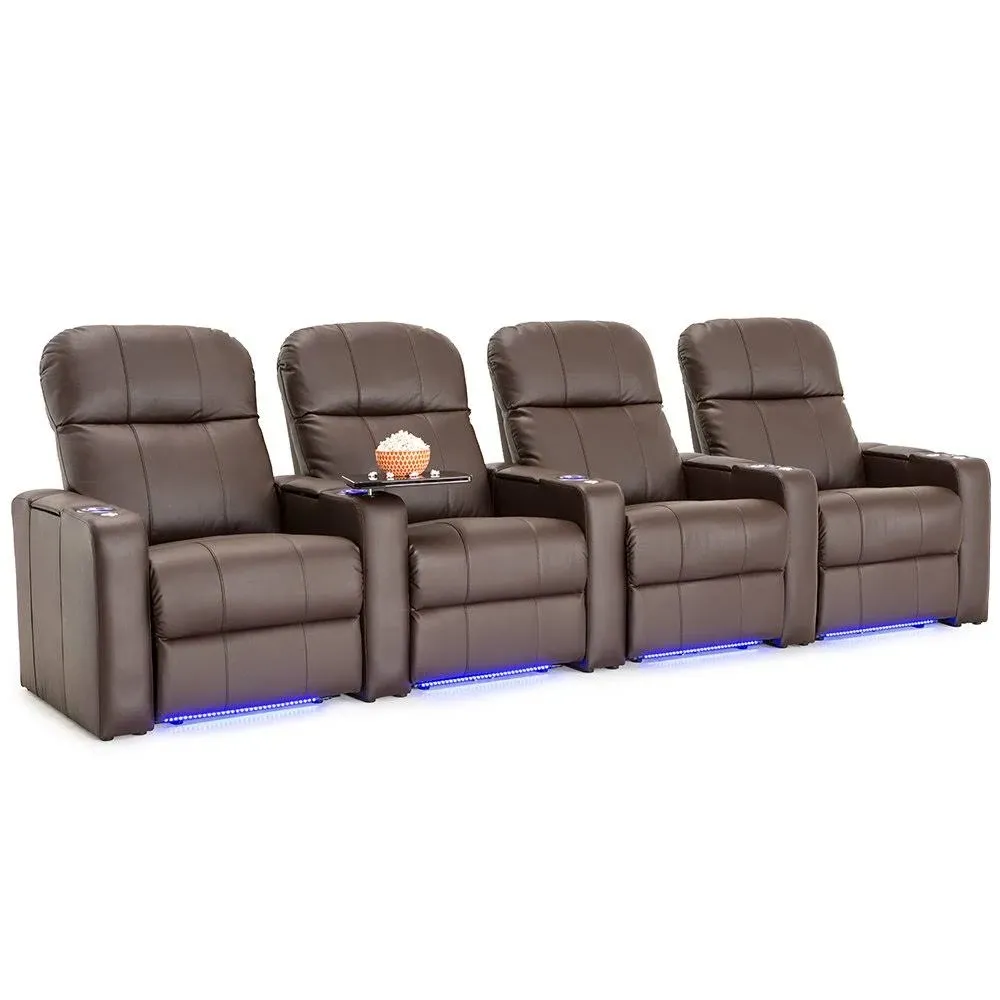 Seatcraft Venetian Home Theater Seating : Brown Bonded Leather, Row of 4, Manual ...