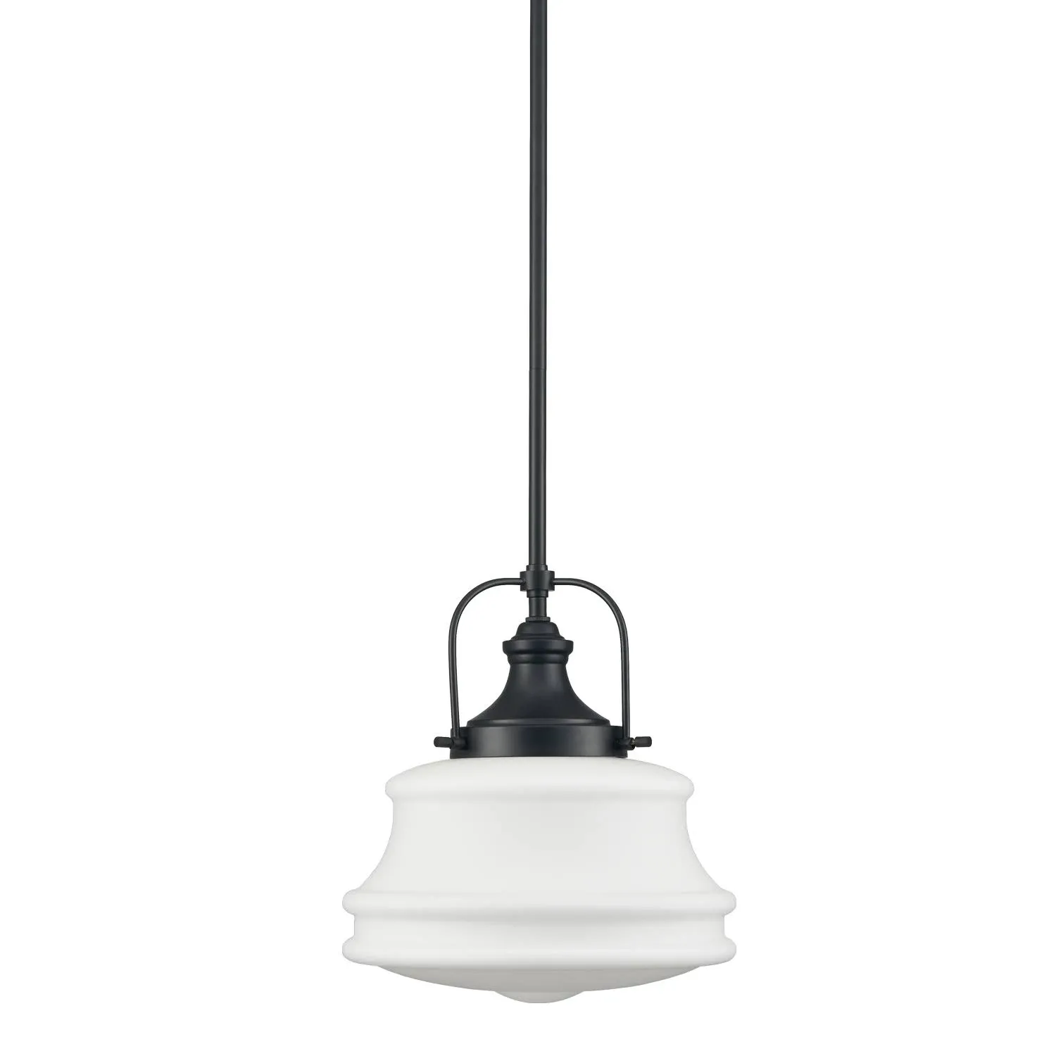 Modern Schoolhouse Pendant Light Fixtures Black Hanging Light Milky Glass