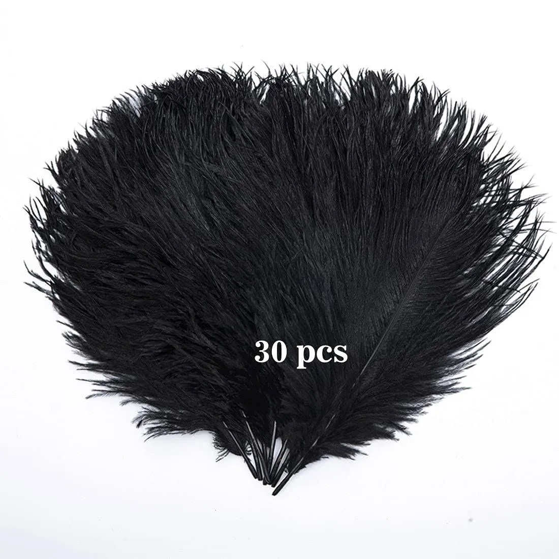 Hollosport 30pcs Bulk Black Ostrich Feathers 10-12 Inches for Centerpieces Party Wedding Home Decorations Dream Catchers Vases Crafts (Black)