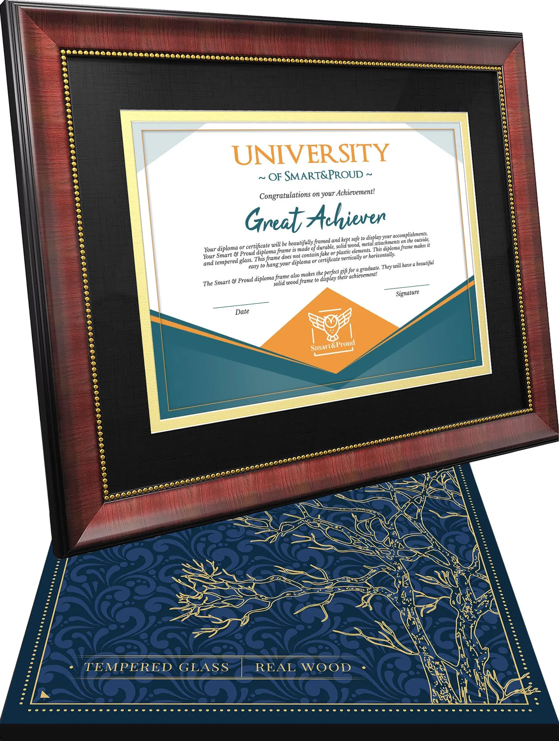 Wooden Diploma, Certificate, Degree Frame - 8.5x11 with mat and 11x14 w/o mat 