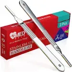 Pack of 2 Scalpel Handle # 3, High Quality Stainless Steel, Knife Scalpel Handle No 3, Fits Surgical Blades No. 10, 11, 12, 13, 14 and 15, Lightweight and Durable