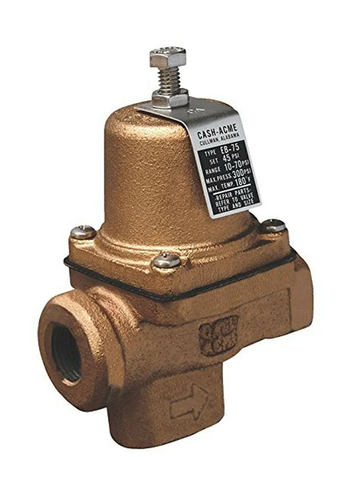 Cash Acme 3/4 Inch EB75 FPT x FPT Pressure Regulator Valve (PRV), 45 PSI, 23000-0045