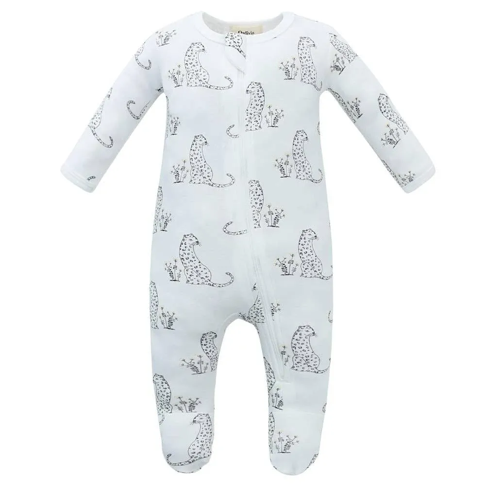 Owlivia Organic Cotton Baby Pajamas, Boys Girls Zip Front Sleep 'n Play, Footed ...