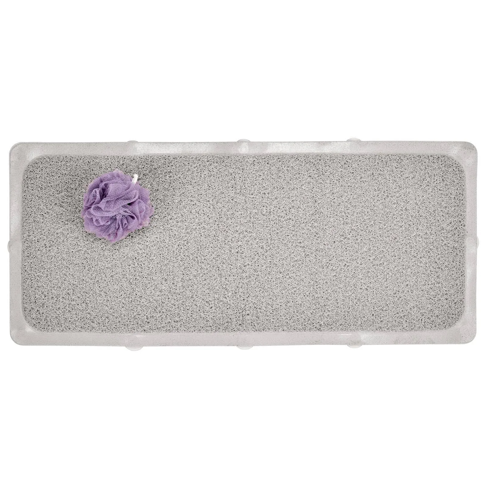 mDesign Plastic Loofah Cushioned Suction Bath Mat for Shower or Tub, Light Gray