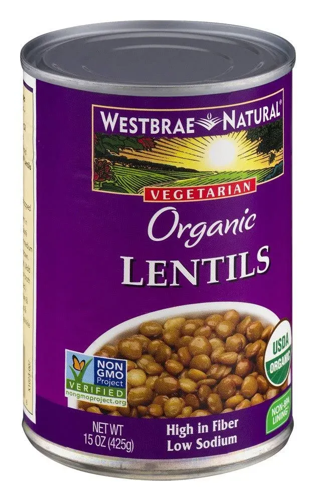 Westbrae Natural Lentil Beans, Organic - 15 oz