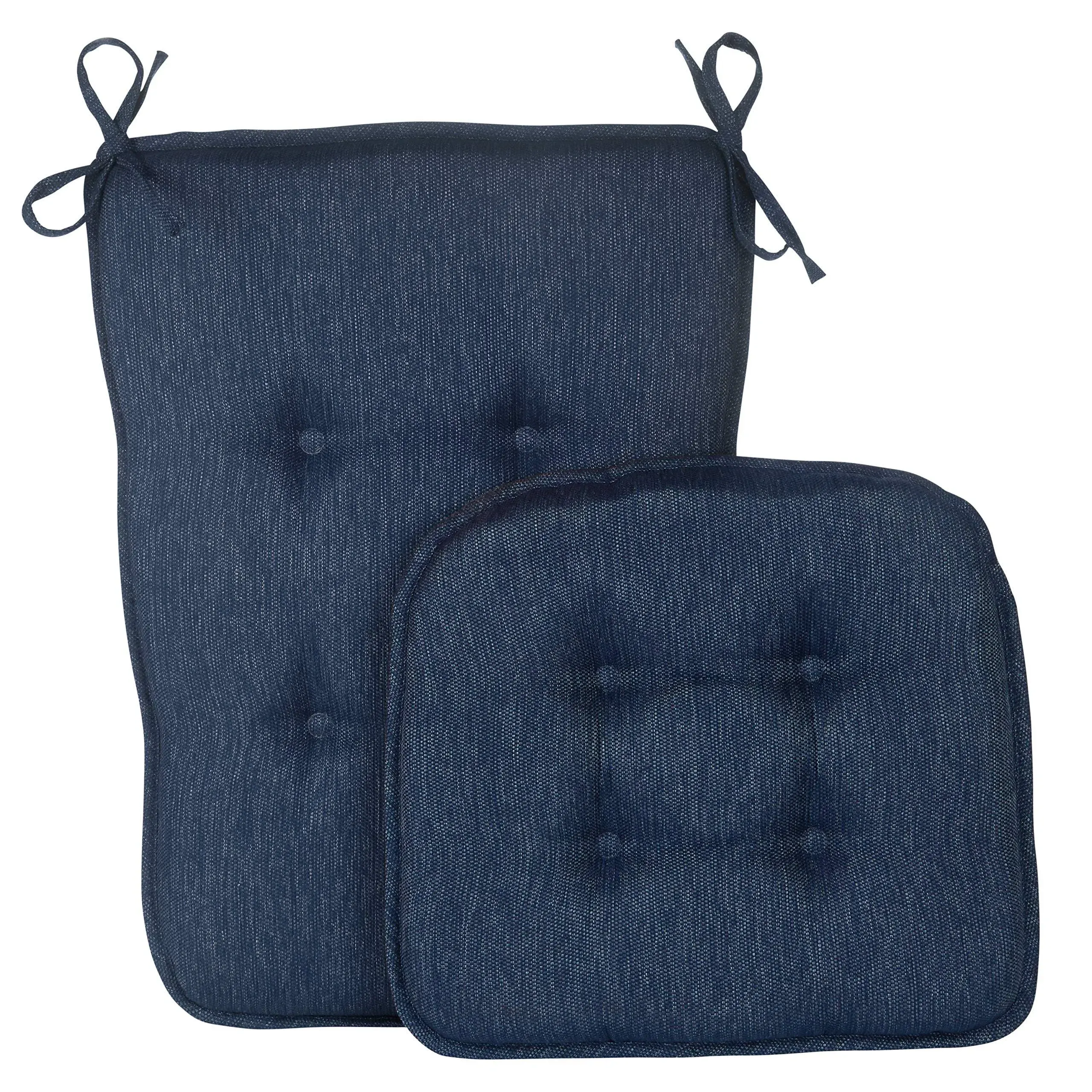 Unbranded Klear Vu Embrace Blue Tufted Rocking Chair Cushion Set with Gripper Back and Ties 348243-09