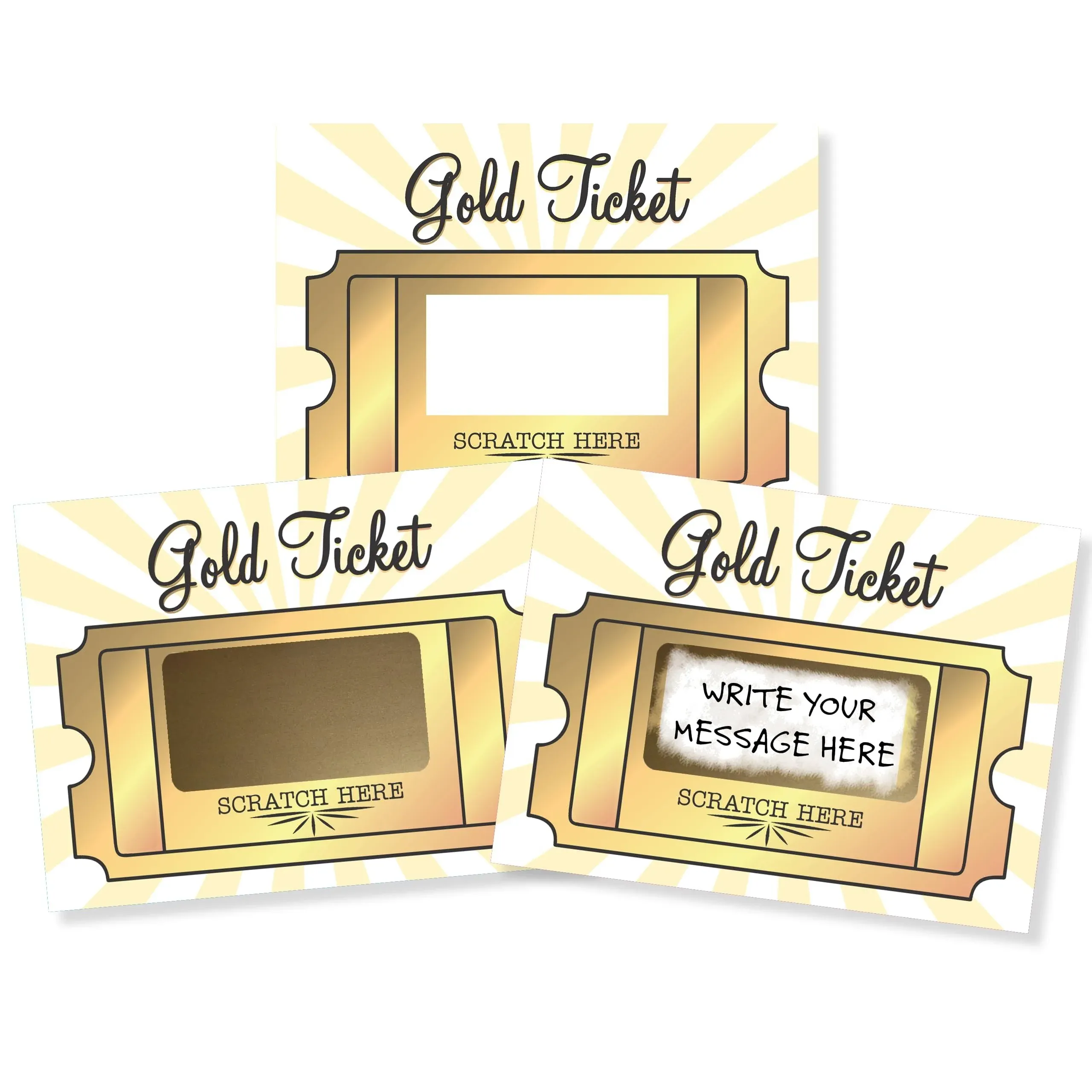 Gold Ticket DIY Make Your Own Scratch Off Note Card Gold Ticket 20 Pac