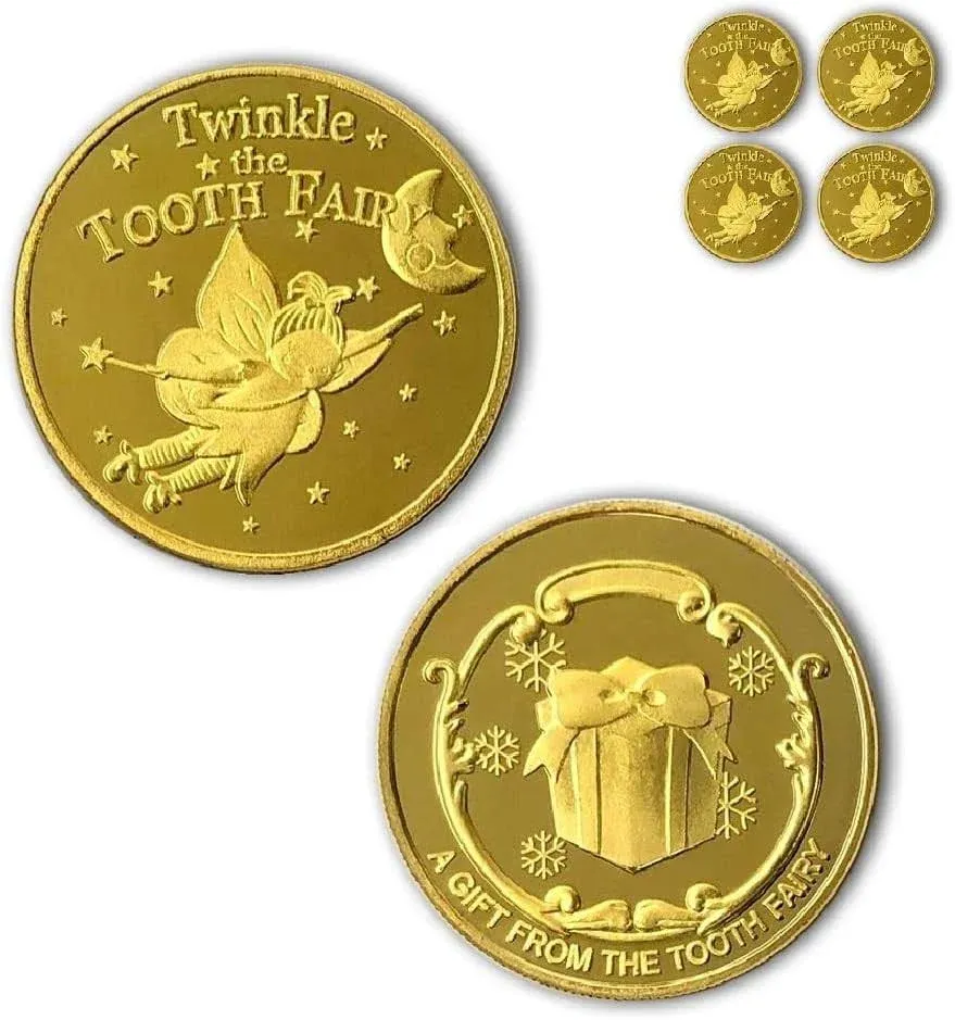 NLR Tooth Fairy Coins [4 pcs] Tooth Fairy Golden Coins Experience for The Lost Tooth Kids