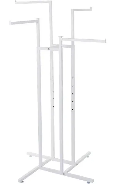 SSWBasics White 4-Way Clothing Rack with Straight Arms