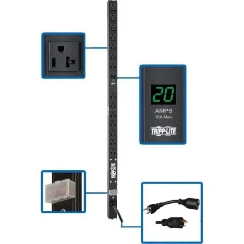 Tripp Lite PDU Metered 120V 20A 5-15/20R 14 Outlet L5-20P 36 inch Height 0URM