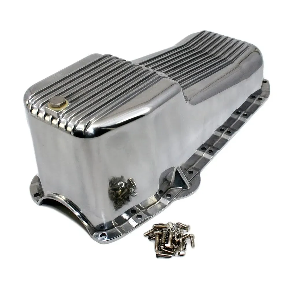 Assault Racing Products A8442 58-79 SBC Chevy Finned Polished Aluminum Oil Pan ...