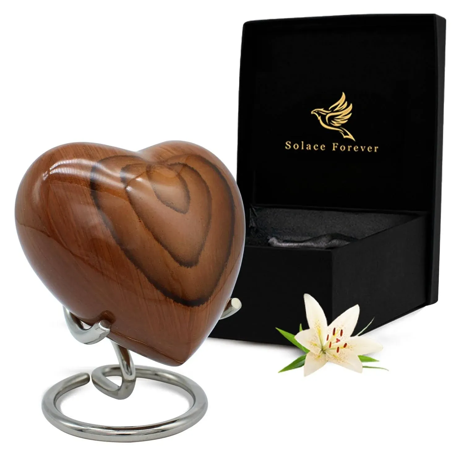 Wooden Heart Urn - Mini for Human Ashes - Small Dark 