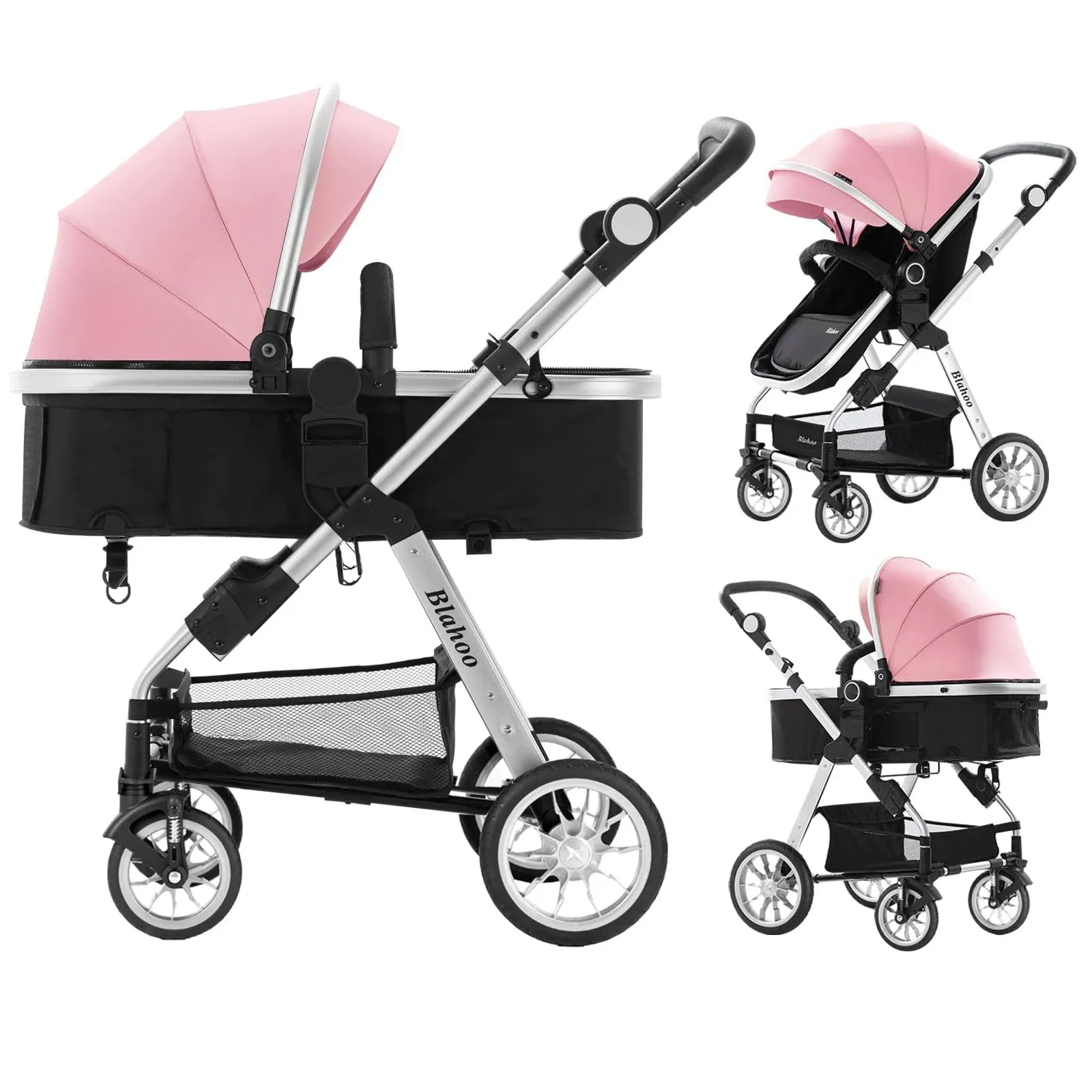 Blahoo Baby Stroller for Toddler,Bassinet Stroller,Foldable Aluminum Alloy Pushchair with Adjustable Backrest,Adjustable Direction